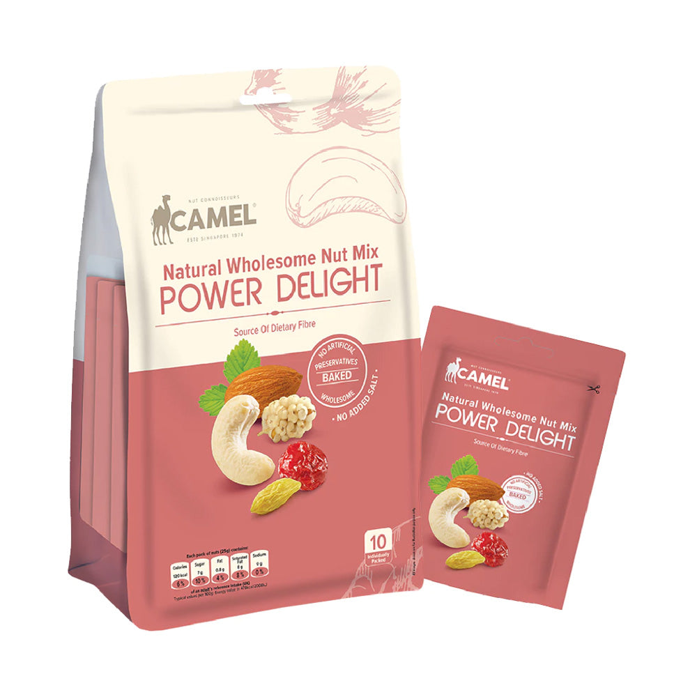Camel Natural Wholesome Nut Mix - 10 Pack x 25g | Power Bounce, Power Revive, Power Delight | Healthy Snack for Hiking, Office & Gym