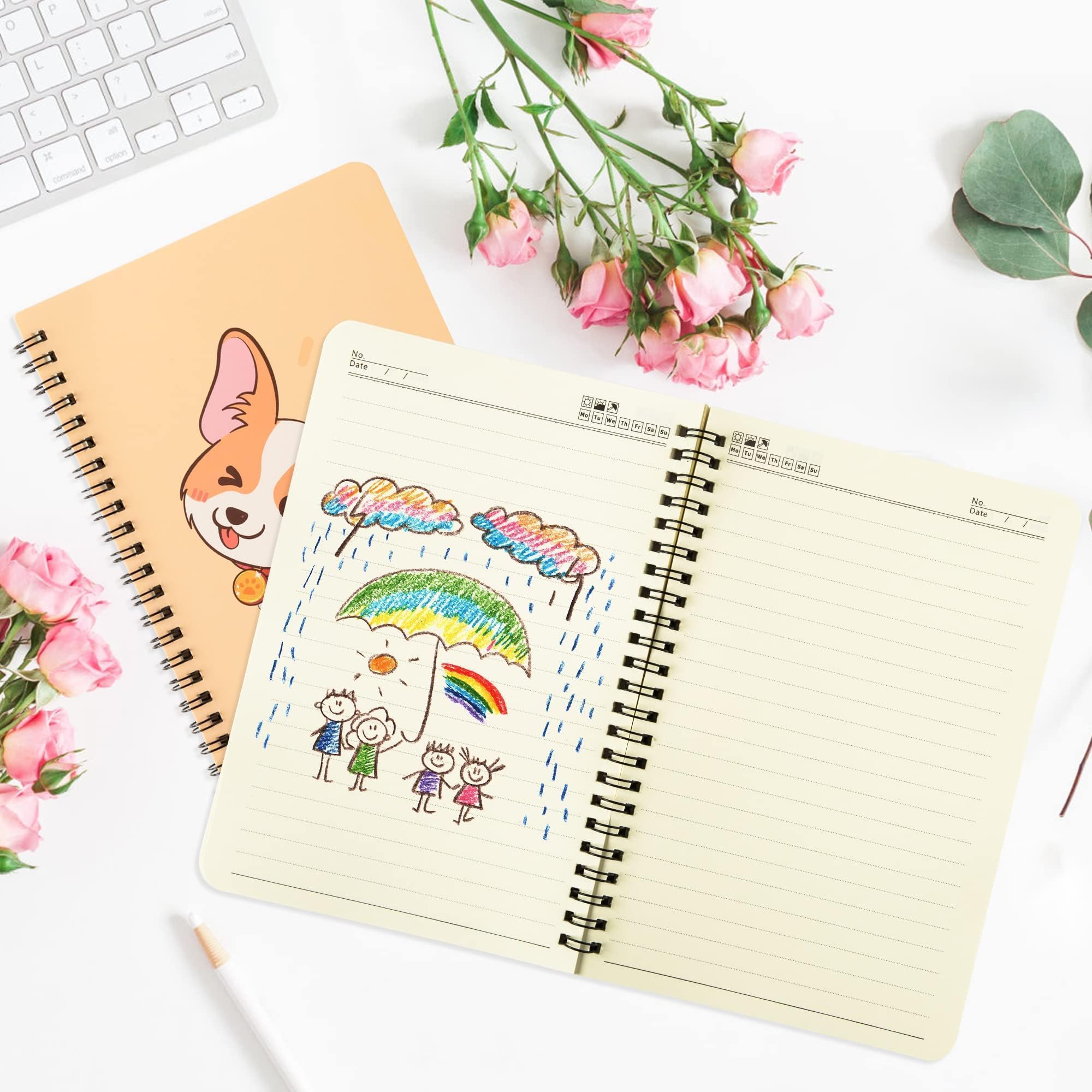 2-Pack Cute Corgi Spiral Notebooks - Lined Journal for School, Office & Note Taking - Adorable Dog Design for Students & Pet Lovers