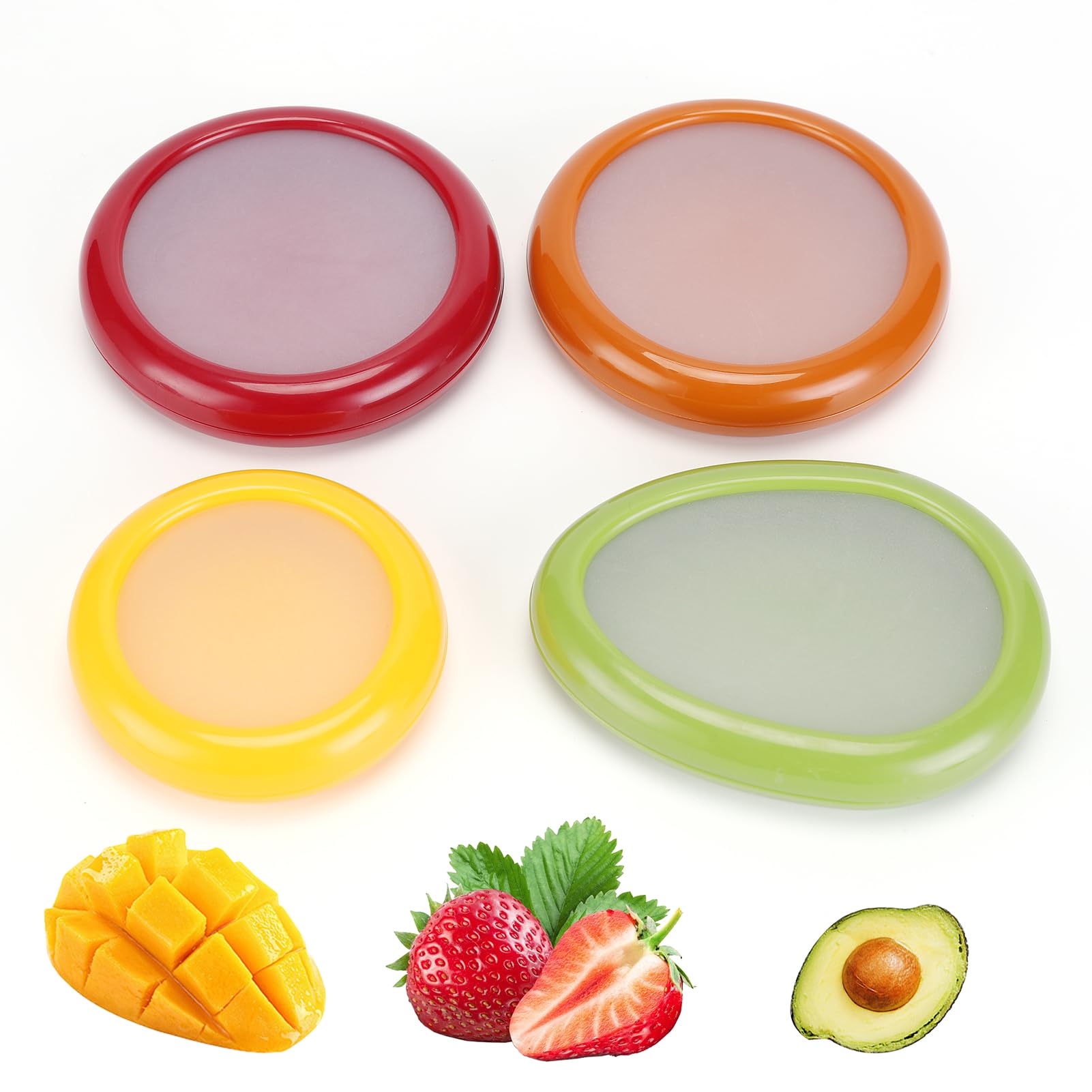 Winb Set of 4 Reusable Food Storage Containers for Fruits & Vegetables - Perfect for Avocados, Tomatoes, Apples, Garlic, Onions | Keep Produce Fresh Longer | Ideal for Kitchen, Picnics & Meal Prep