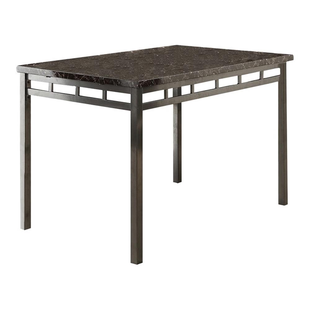Homelegance 5-Piece Black Dining Table Set for 4 with Metal Frame Chairs & Faux Leather Seats - Perfect for Kitchen, Breakfast Nook, Small Spaces & Compact Dining Areas - Regular Height Dining Room Furniture Set