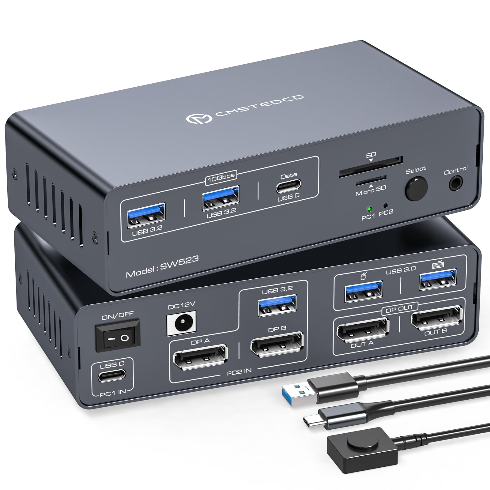 4K 120Hz USB C KVM Switch - Dual Monitor KVM Docking Station for Laptop & Desktop, 13-in-1 Dock with DisplayPort - Perfect for Home Office, Gaming & Multi-Tasking Workspaces