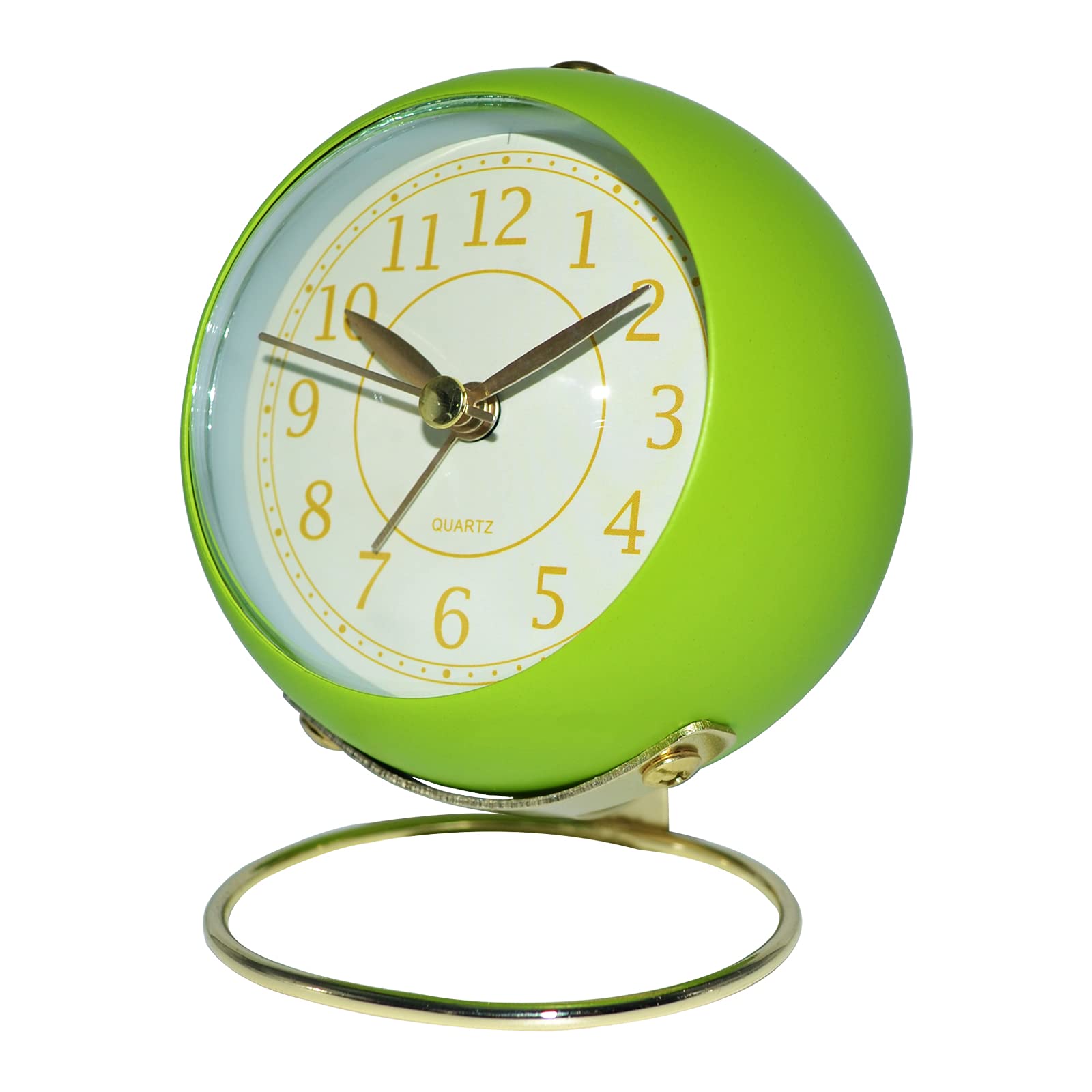 Vintage Small Table Clock - Battery Operated Silent Analog Alarm Clock with Night Light, Retro Desk Clock for Bedroom, Office, Living Room Decor (Fruit Green) | Perfect for Nightstands, Home & Office Use