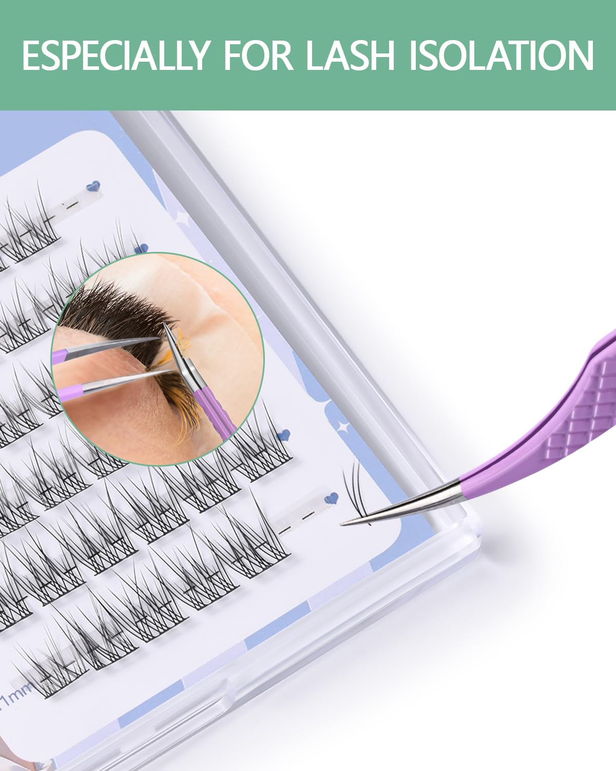 Professional Curved Eyelash Extension Tweezers for Isolation & Fanning - MORGLES Volume Lash Tweezers with Storage Bag (Purple) - Perfect for Salon, DIY Lash Extensions & Professional Stylists