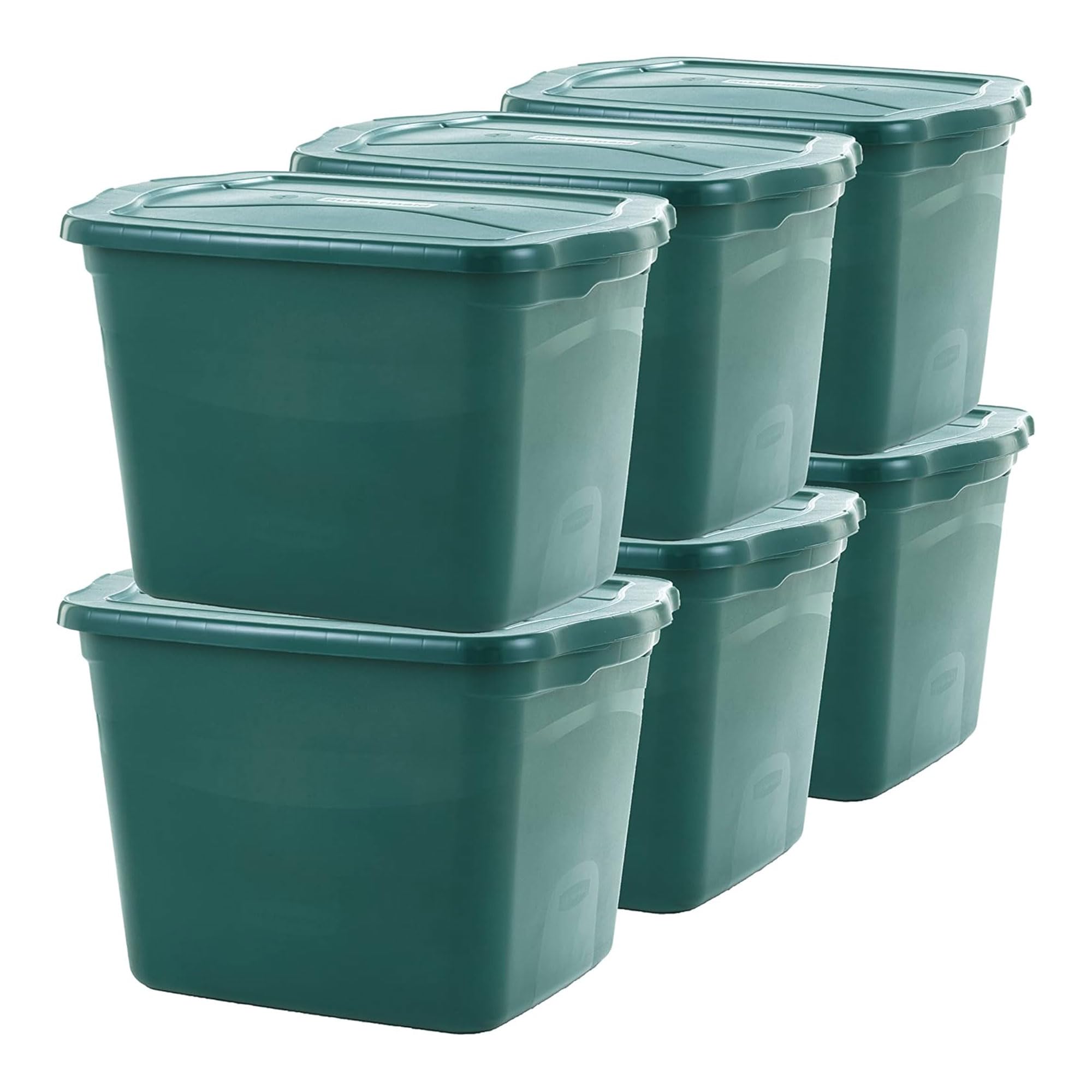 Rubbermaid ECOSense 18 Gallon Storage Containers with Lids (6-Pack) – Durable, Reusable & Stackable Plastic Bins for Garage, Home & Office Organization – Made from Recycled Materials – Perfect for Seasonal Decor, Toys & Clutter Storage