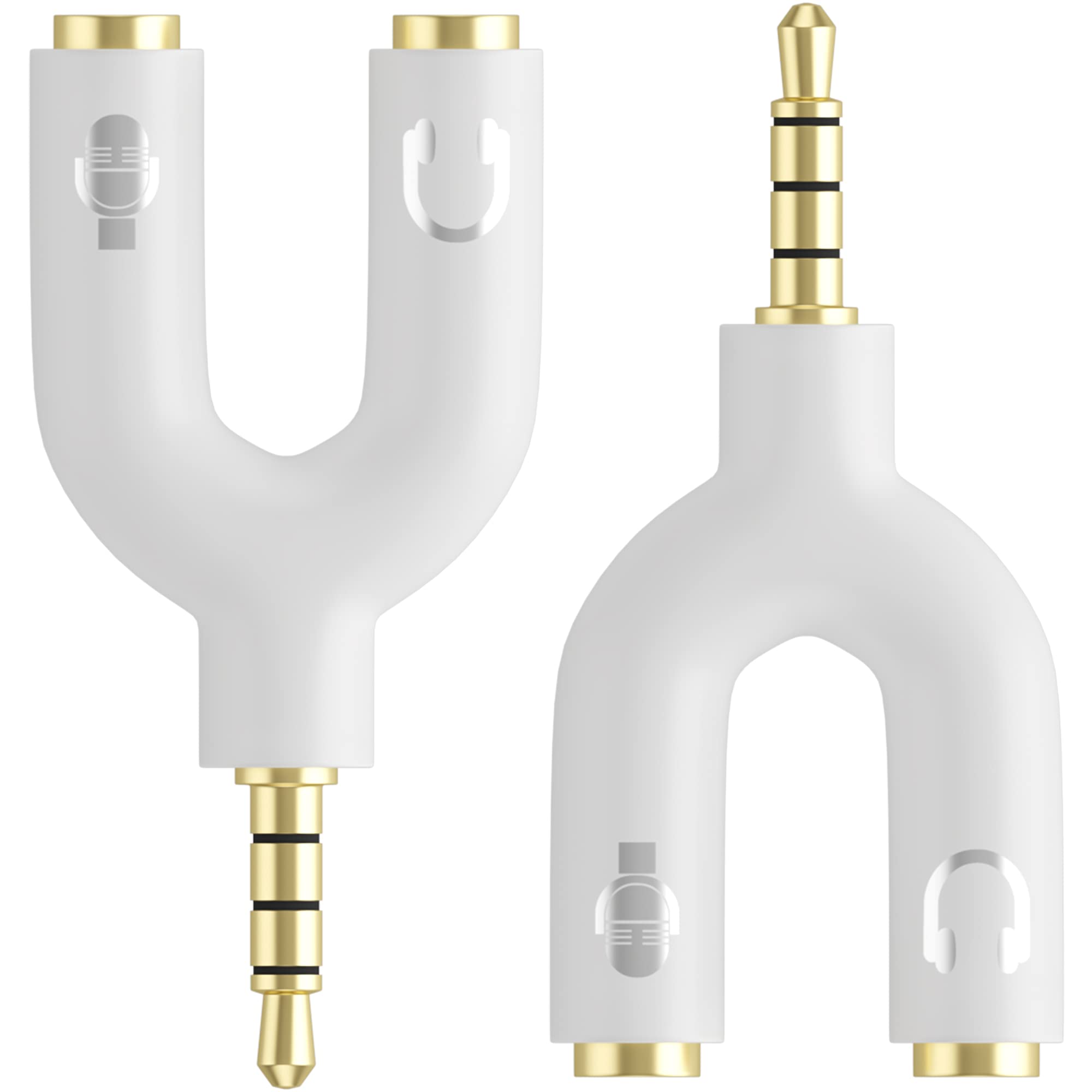 D & K Exclusives [2-Pack] 3.5mm Male to Dual Female Headphone Splitter Adapter - Stereo Audio & MIC Y Cable for PC, Laptop, Smartphone, Tablet, MP3 Player - Perfect for Gaming, Music Sharing, Online Meetings (White)