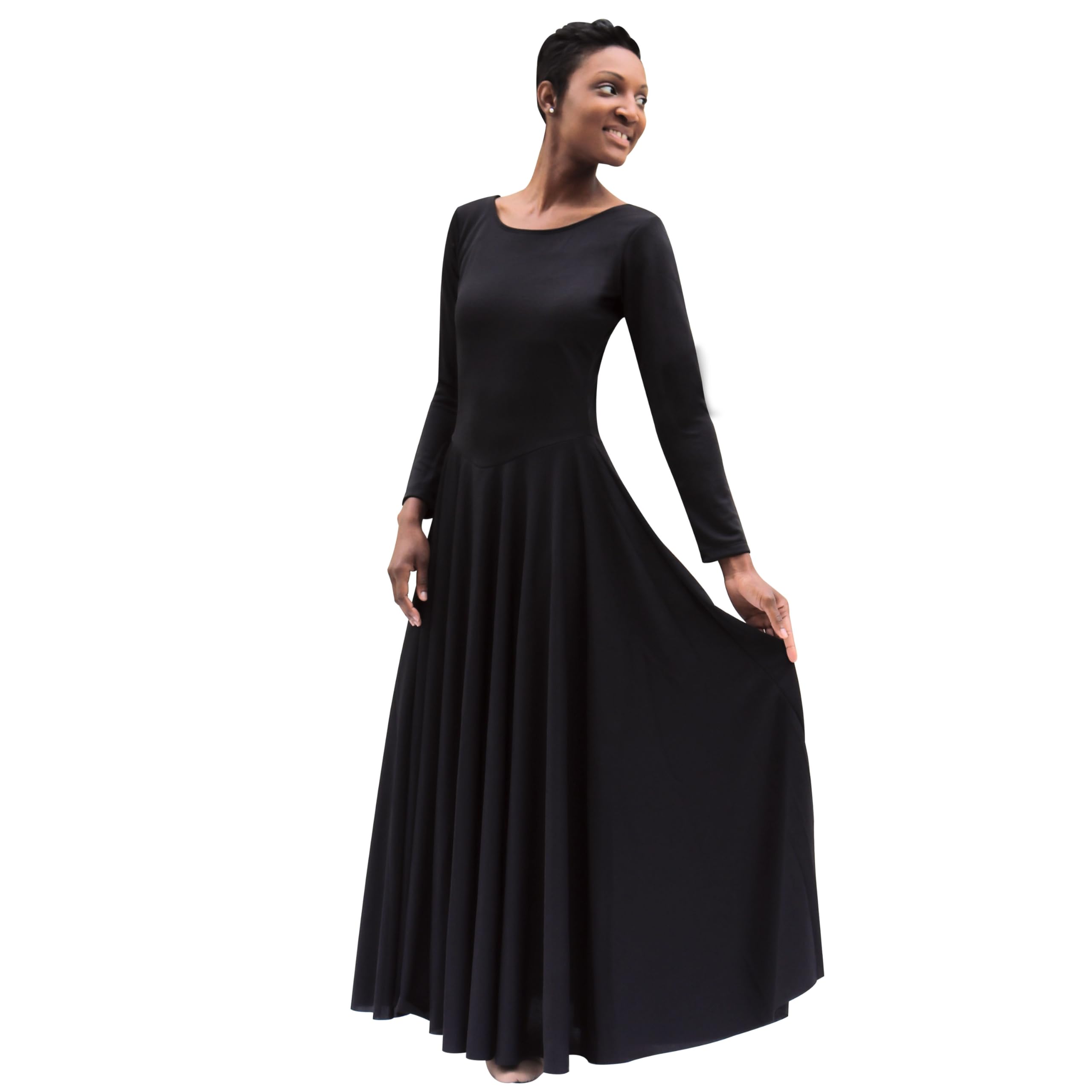 Eurotard Women's 13524 Long Sleeve Worship Dress - Liturgical Dance Gown for Church Performances & Praise Team Outfits