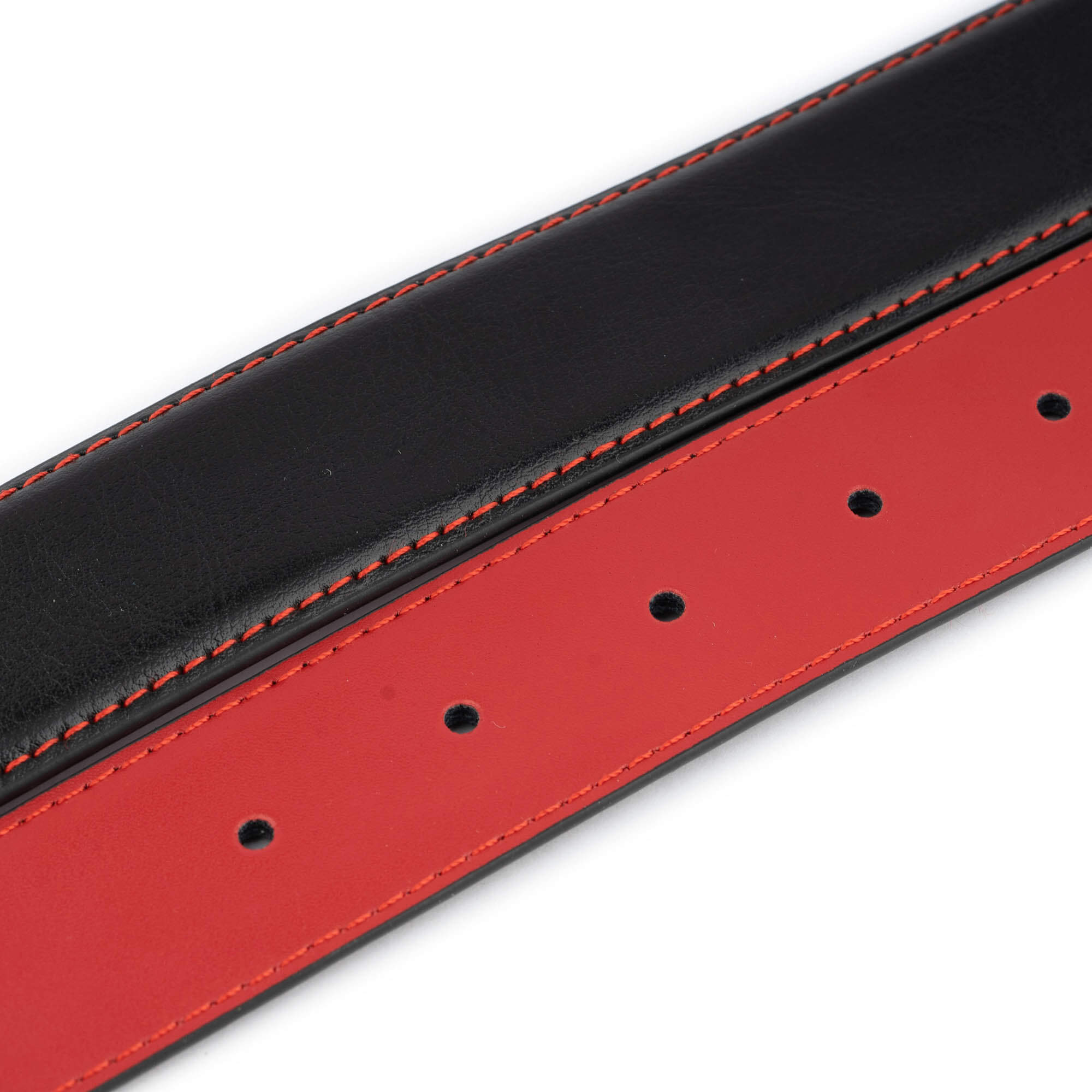 Premium Black Leather Men's Belt with Red Stitching - Replacement Strap for Dunhill Buckles | Perfect for Business, Casual & Formal Wear