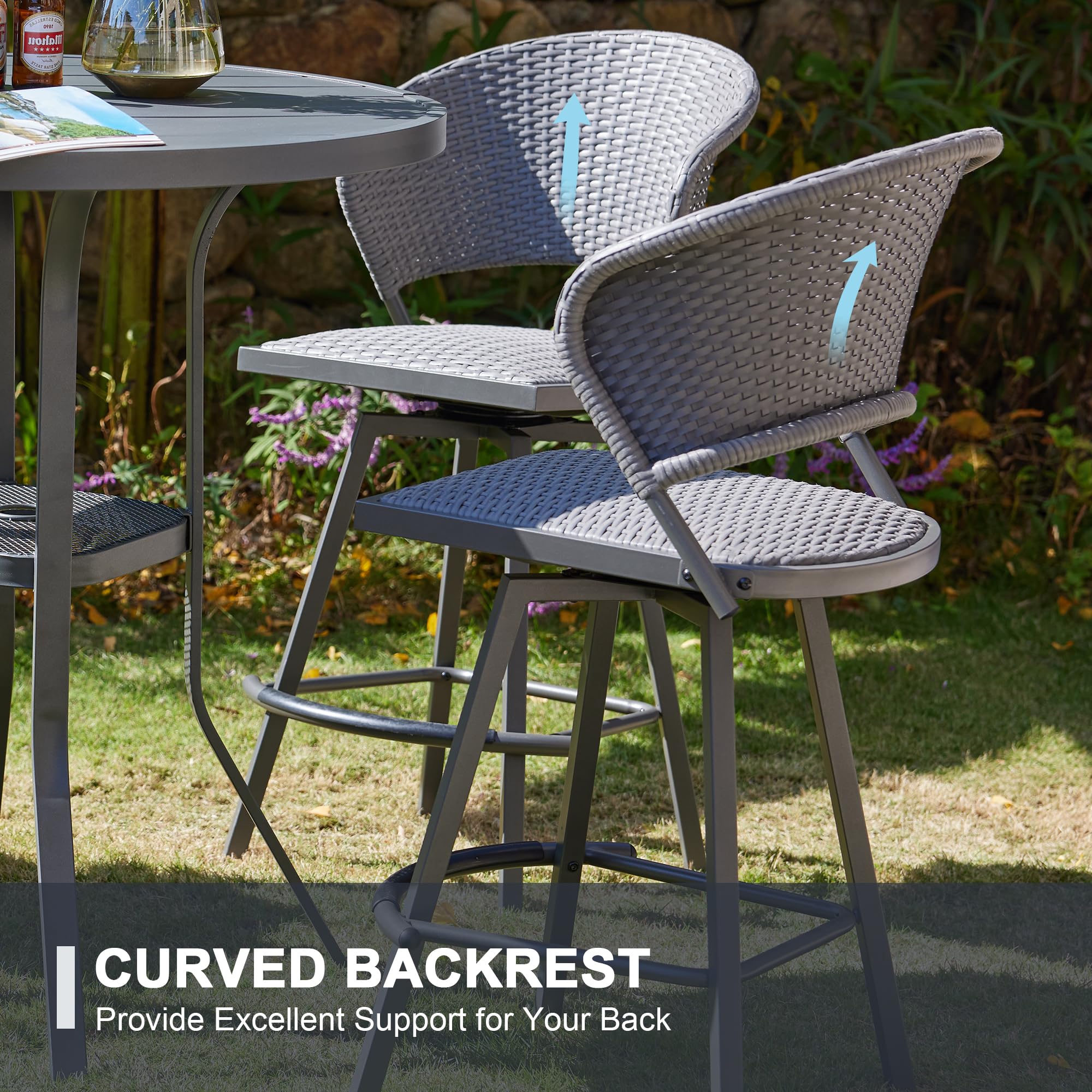 VICLLAX 3-Piece Outdoor Bar Set with 27.6