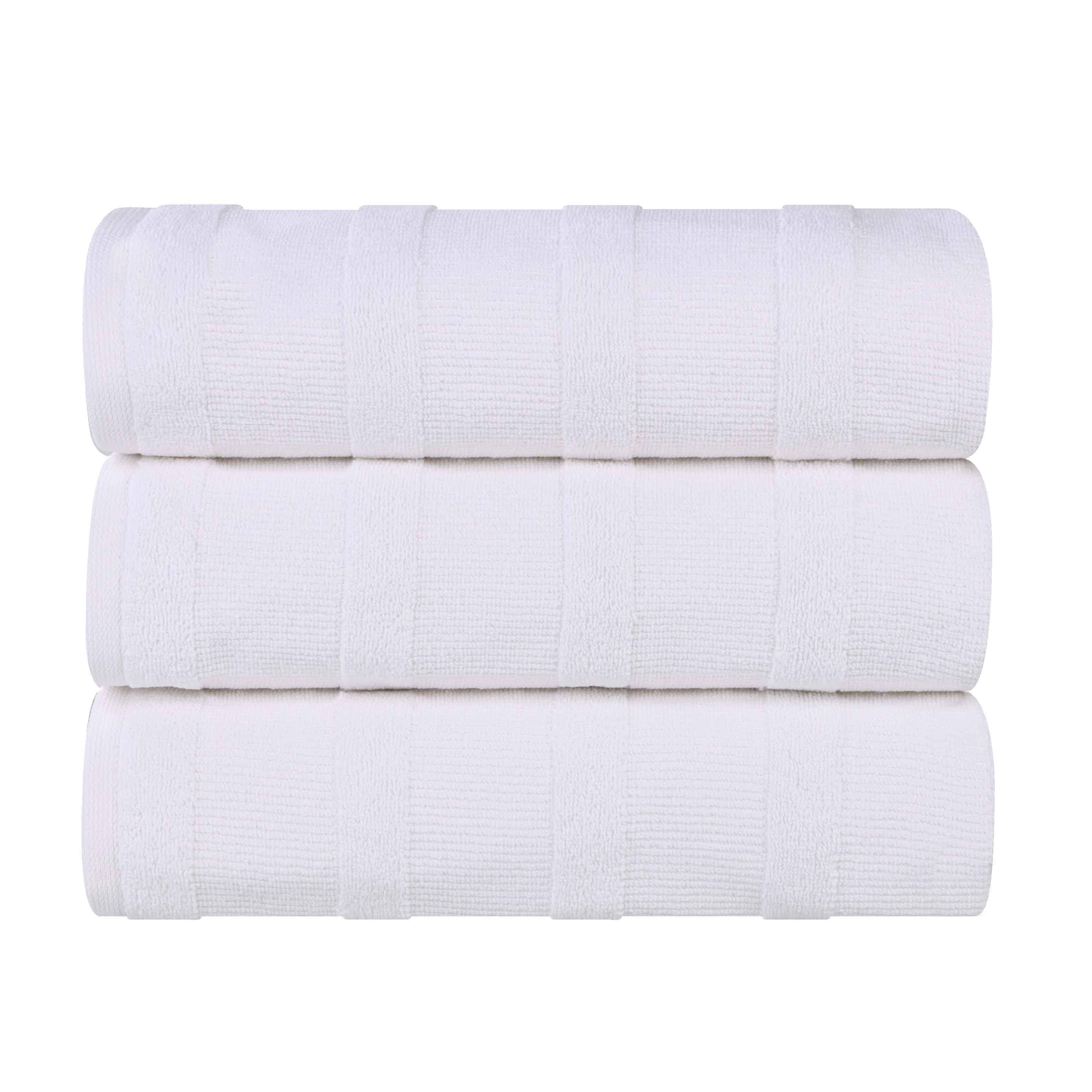 Premium Roma Cotton Ribbed Textured Bath Towels Set of 3 - Ultra Soft & Absorbent Luxury Towels for Spa, Bathroom & Beach Use