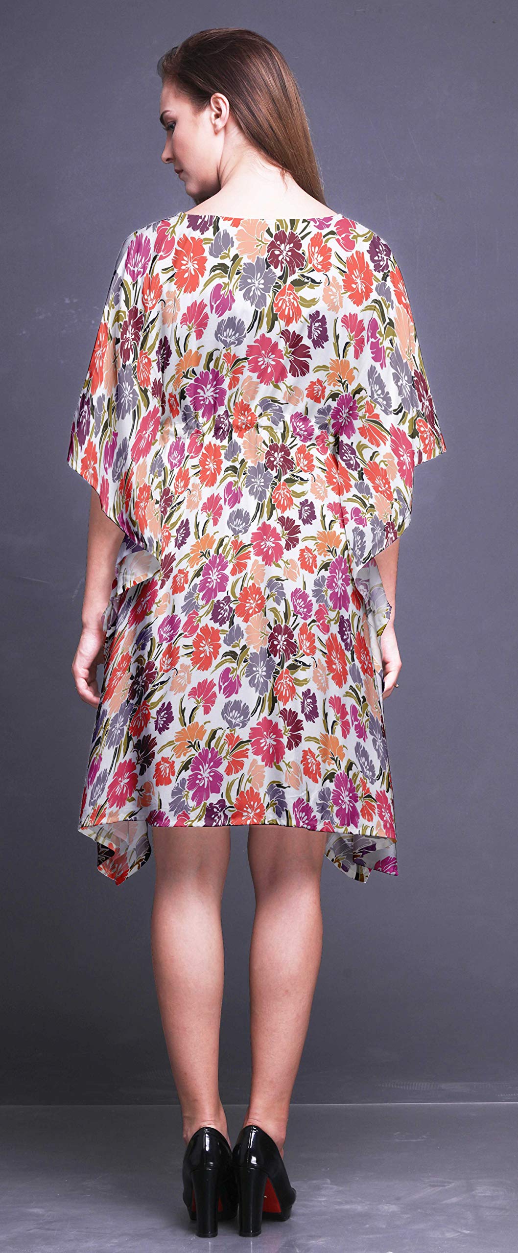 Bimba Women's Short Beach Kaftan Cover Up - Flowy Midi Dress for Swimwear Coverup, Poolside Lounging & Summer Vacation Outfits