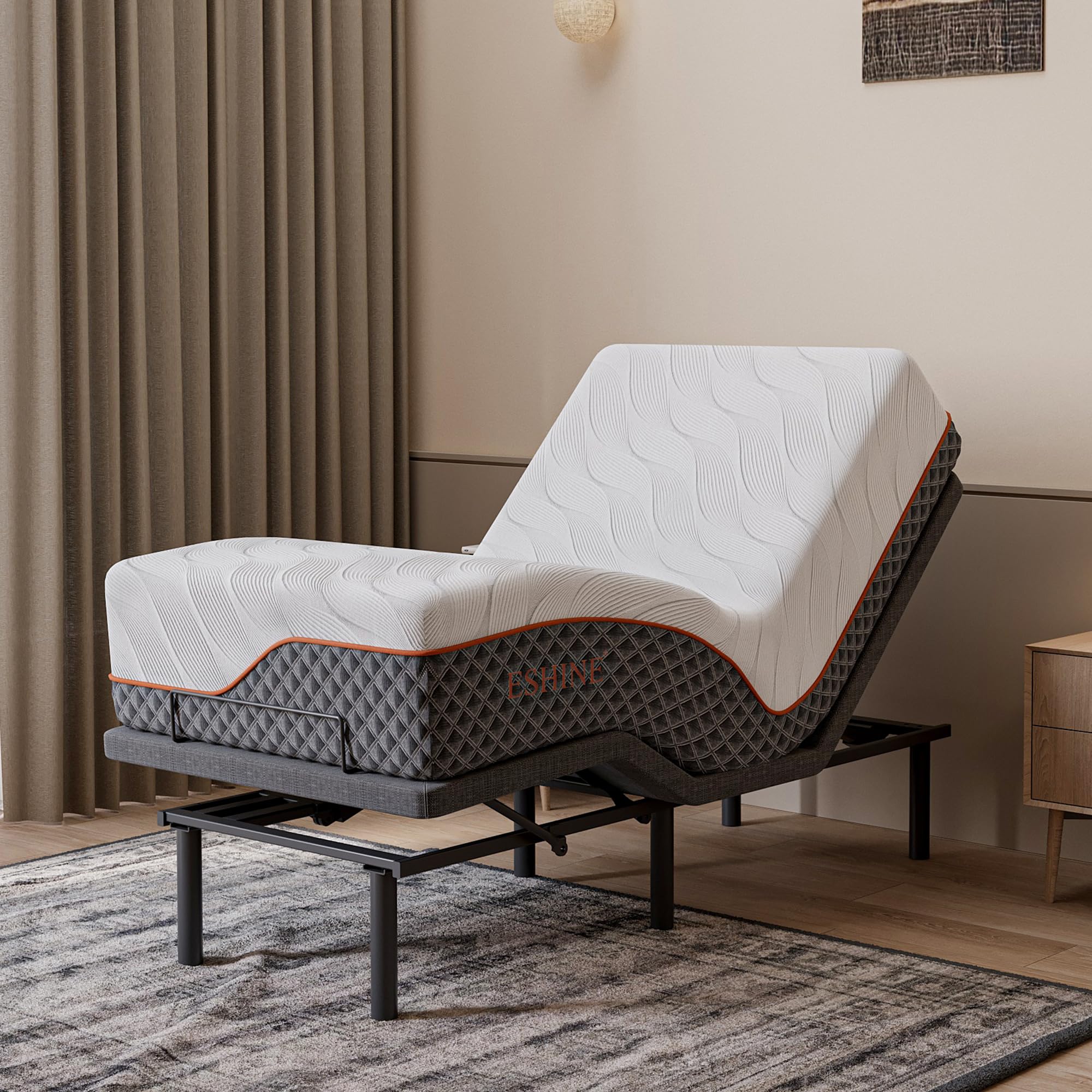 ESHINE Adjustable Bed Frame with 14