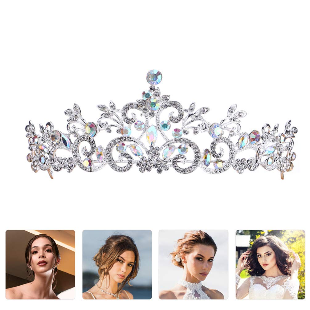 Silver Rhinestone Prom Crown for Girls - Elegant Metal Bridal Tiara & Kids Shiny Headpiece - Perfect for Weddings, Photo Shoots, Pageants & Dress-Up Play