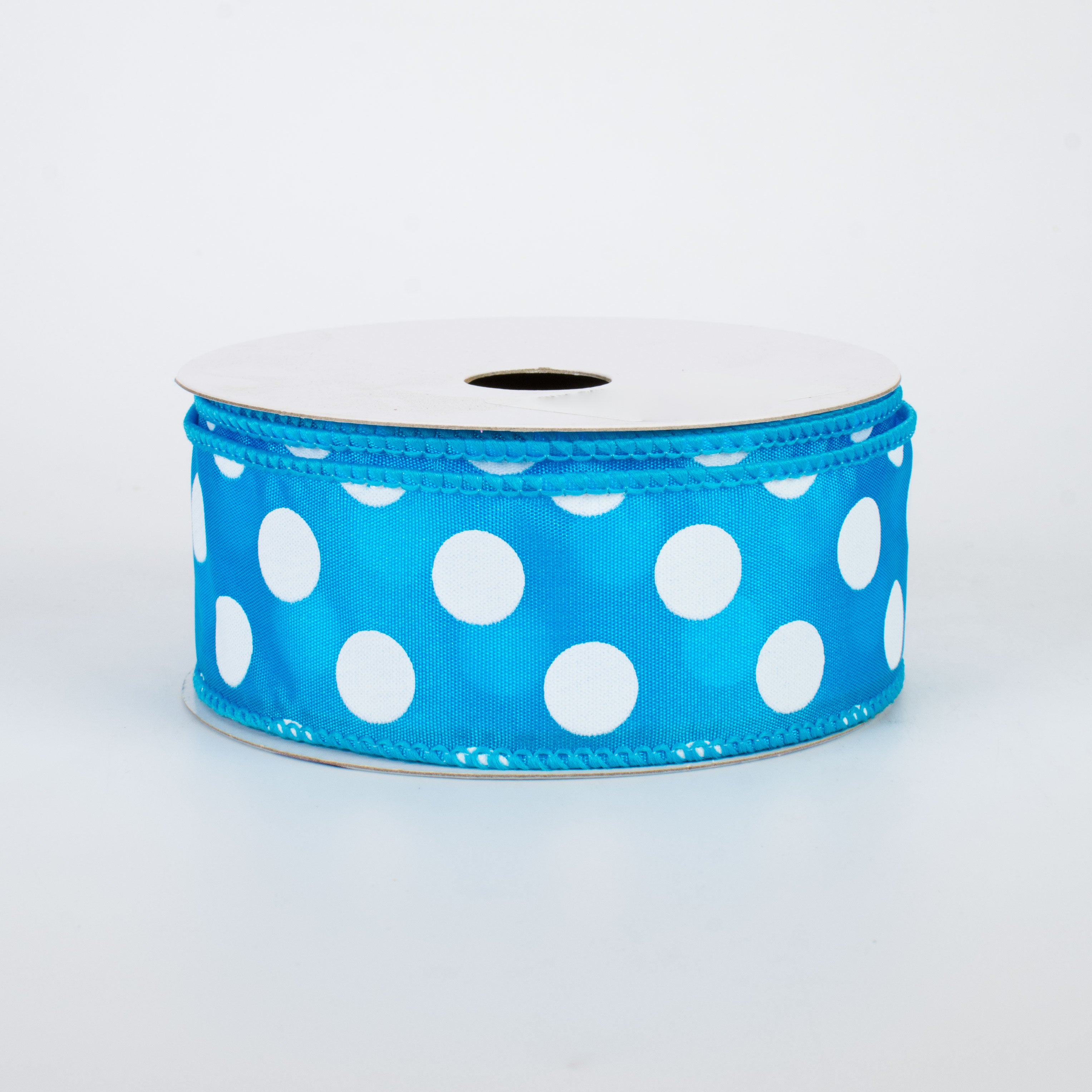 1.5 Inch Big Polka Dot Ribbon - Blue and White Grosgrain Ribbon (10 Yards) for Gift Wrapping, DIY Crafts, Party Decorations and Hair Bows