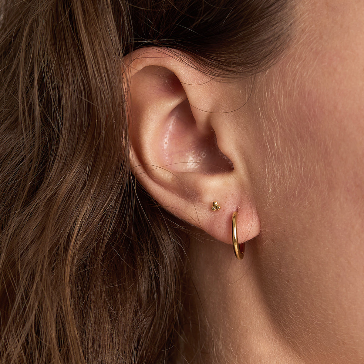 14K Gold Round Huggie Hoop Earrings for Women - Minimalist Everyday Studs for Work, Date Night & Gifting