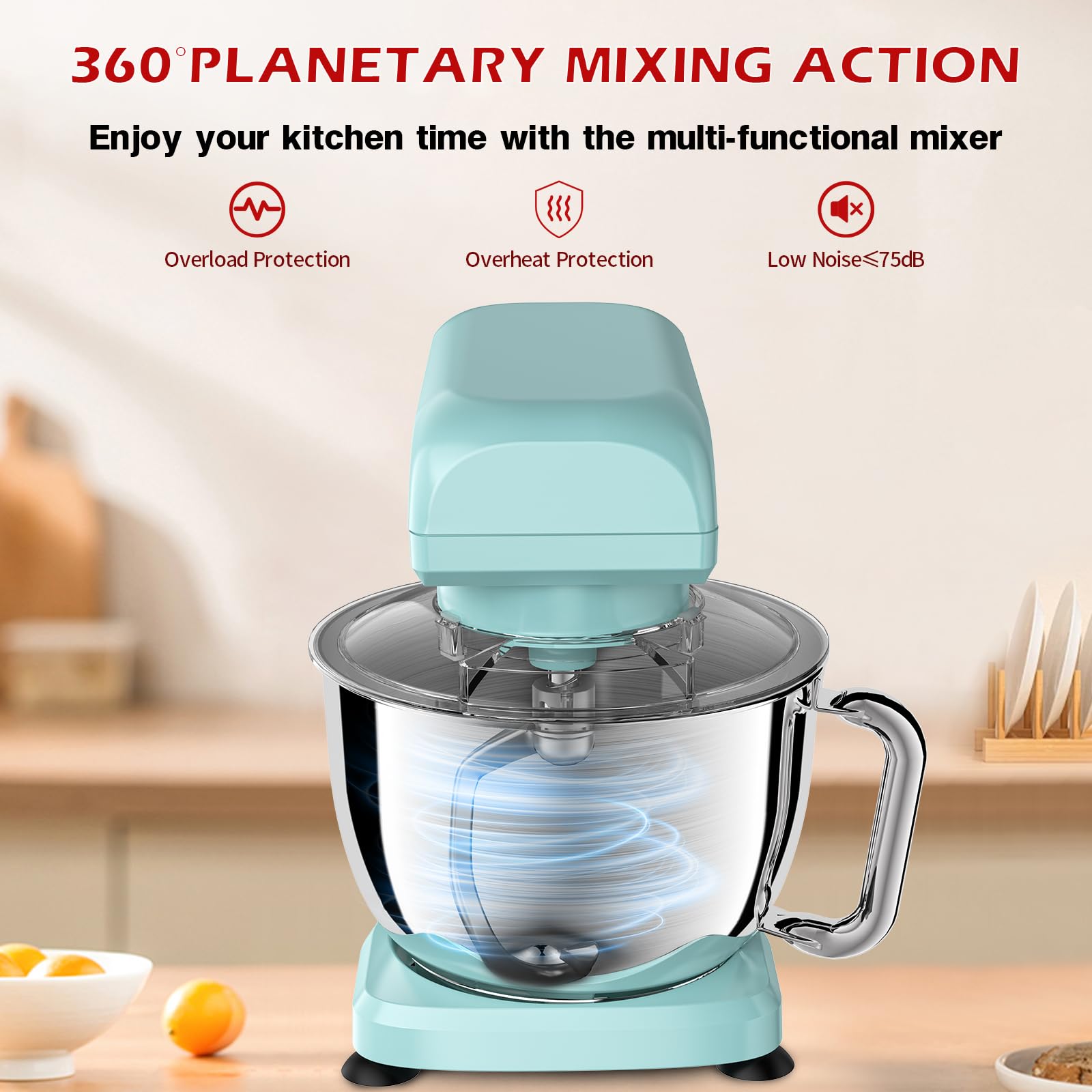 Facelle 5.5Qt Stand Mixer - 10+ Speed Tilt-Head Electric Kitchen Mixer with Stainless Steel Bowl, Dough Hook, Whisk & Beater - Perfect for Baking Cakes, Cookies, Bread & More - Ideal for Home Bakers & Professional Chefs