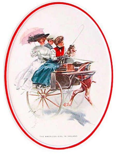 Vintage 1920s Original American 'Fisher Girl' Art Print - Harrison Fisher Illustration of American Girl in Ireland - Perfect for Home Decor, Office Wall Art & Vintage Collectors