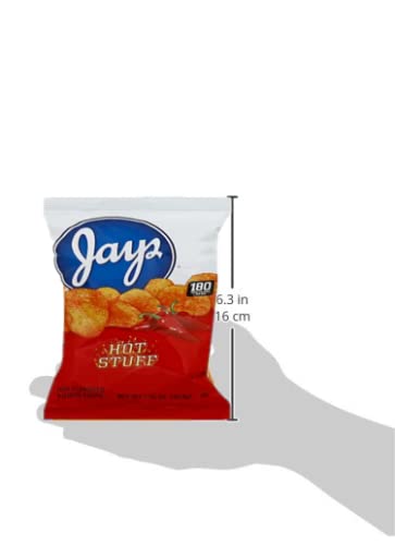 Jay's Hot Stuff Potato Chips - Chicago Style Spicy Snack (24 Pack, 1.25 Oz Bags) - Perfect for Parties, Game Nights & Office Snacking