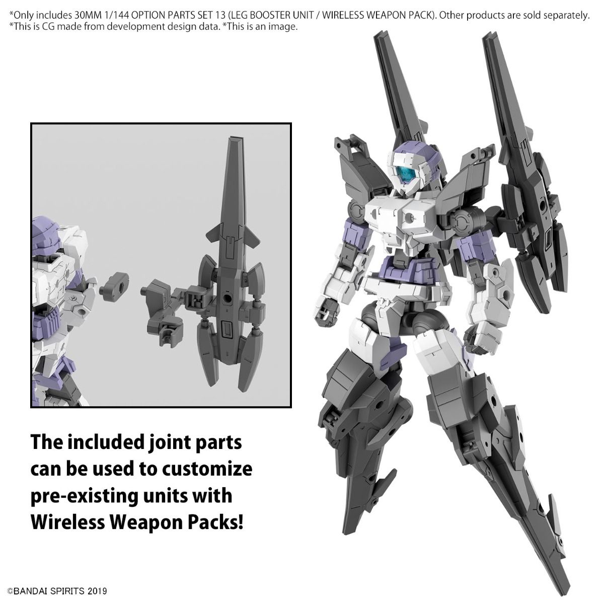 Bandai 30MM 1/144 Scale Option Part Set 13 - Leg Booster Unit & Wireless Weapon Pack for Custom Model Kits | Perfect for Gundam Builders and Sci-Fi Dioramas