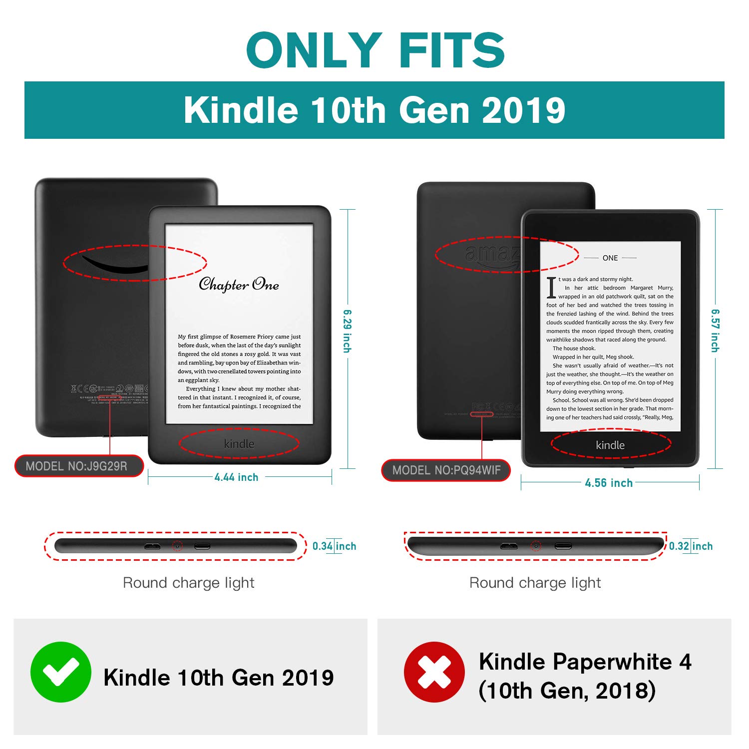 Ayotu Premium PU Leather Case for Kindle 10th Generation (2019 Model) - Auto Wake/Sleep Protective Cover - Compatible with Amazon Kindle 2019 Only (Not for Kindle 2022, Paperwhite or Oasis) | Perfect for Reading, Travel & Daily Use