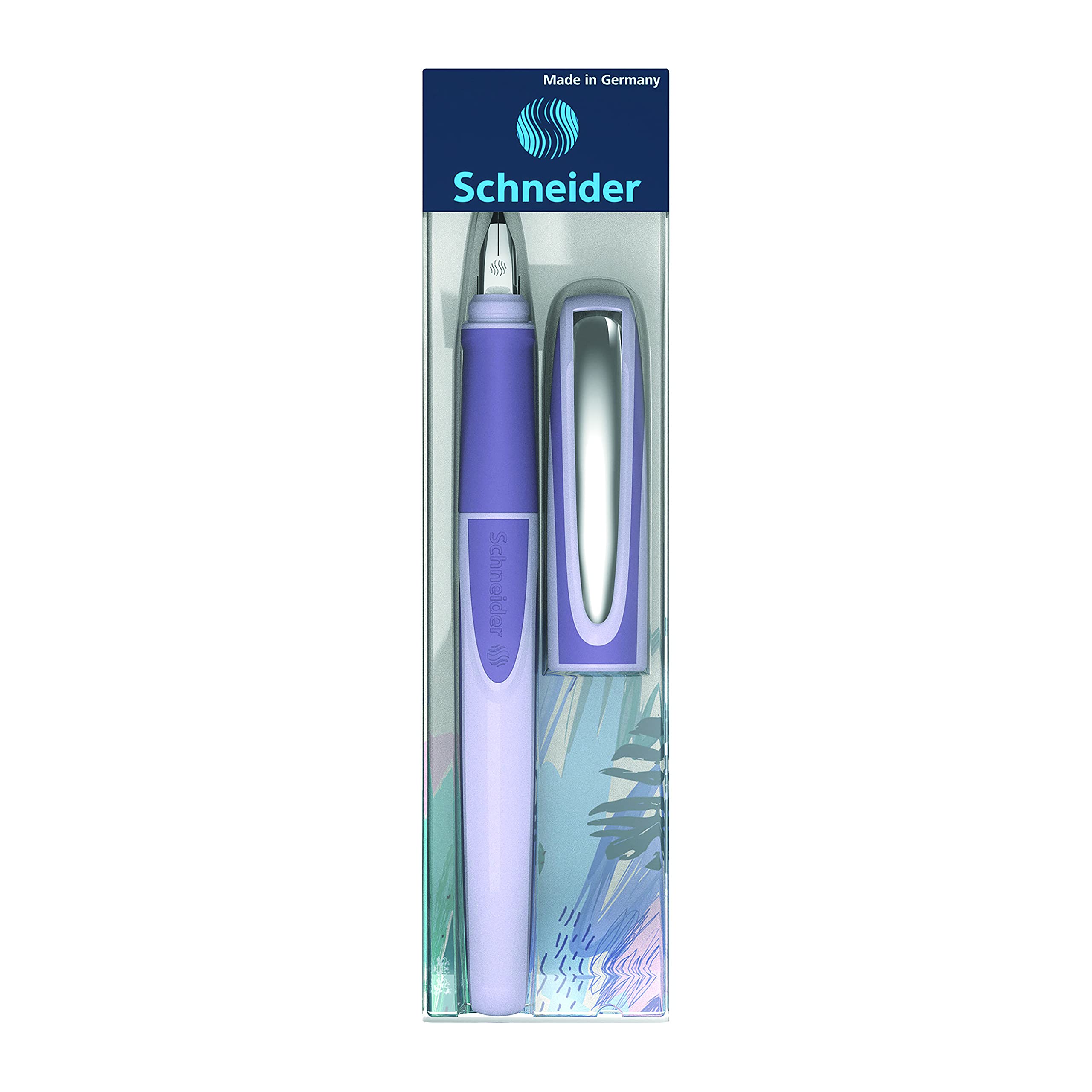 Schneider Ray Fountain Pen Medium Nib - Refillable Lavender Barrel with Royal Blue Erasable Ink Cartridge (Pack of 1) - Perfect for Writing, Journaling & Office Use