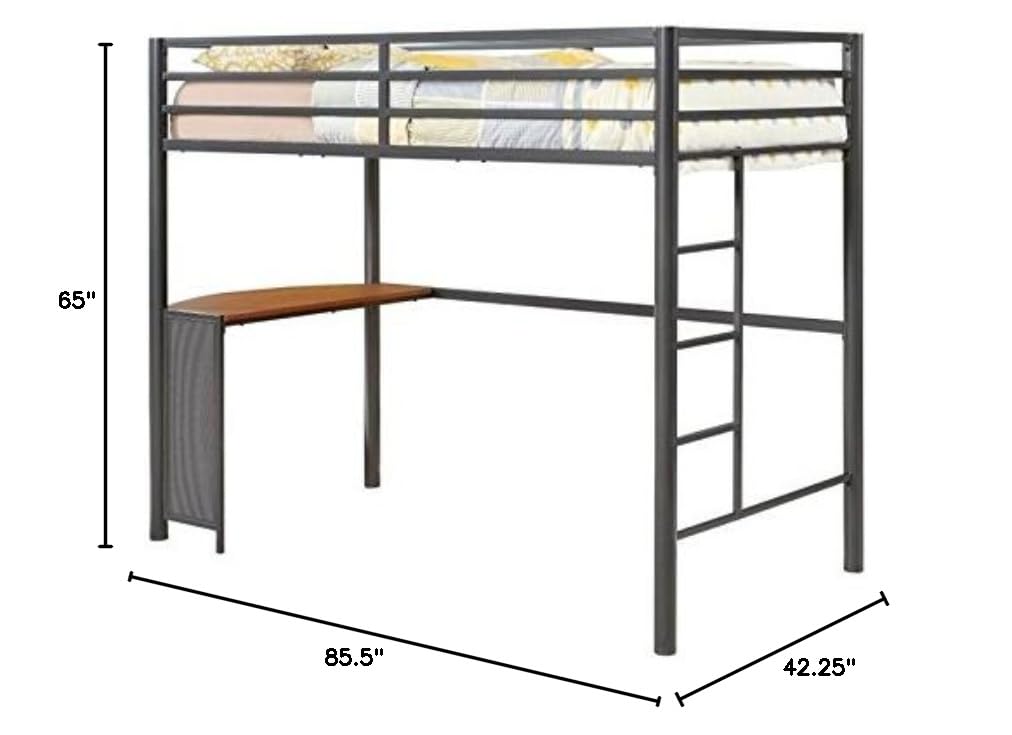 Home Square 2-Piece Dorm Bedroom Set with Study Chair & Loft Bed - Space-Saving Furniture for Small Rooms & College Dorm Essentials