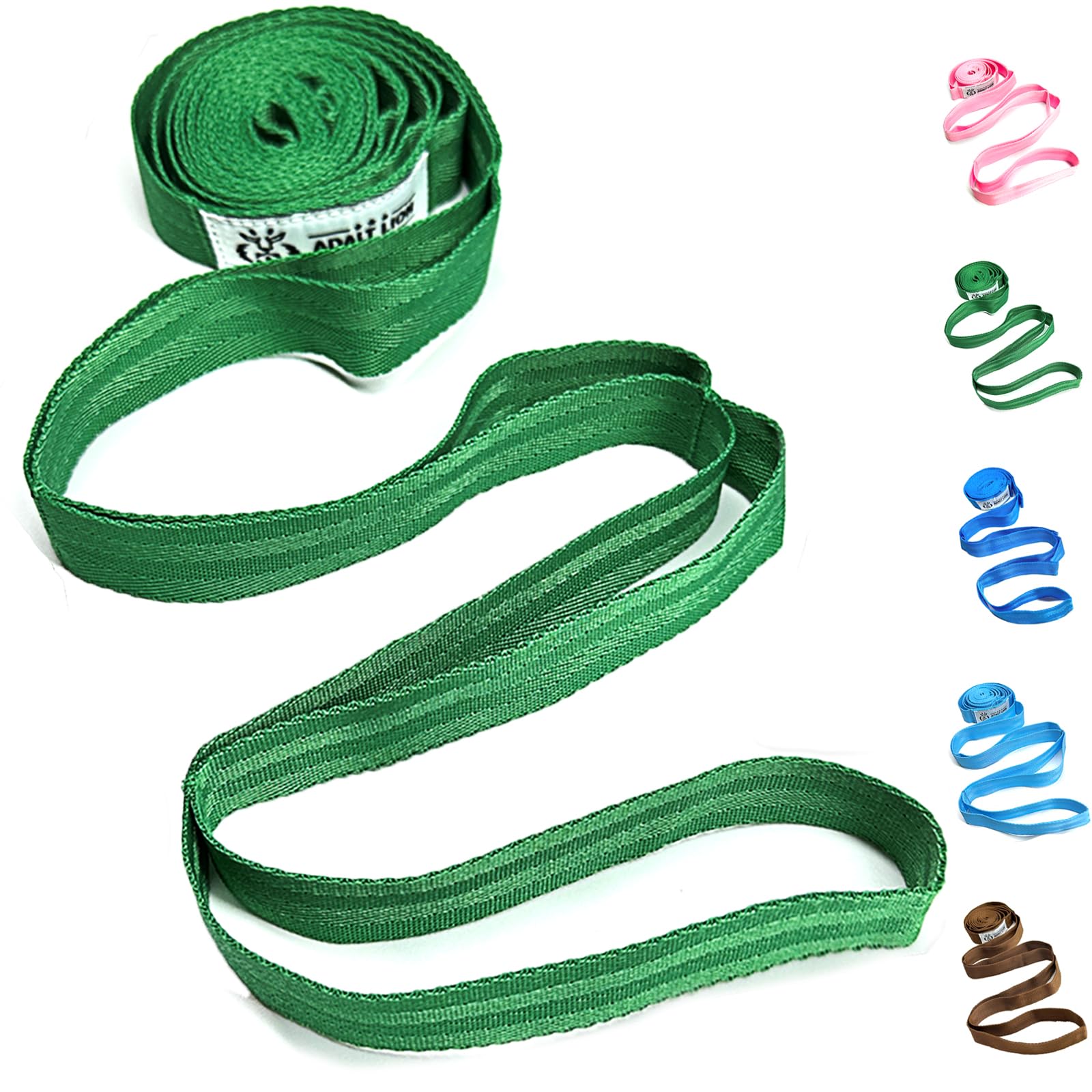 Premium Non-Elastic Yoga Stretching Strap with 10 Loops - Physical Therapy, Home Workout, Pilates & Gymnastics Accessory for Men & Women - Includes Exercise Guide for Flexibility Training, Posture Correction & Rehabilitation