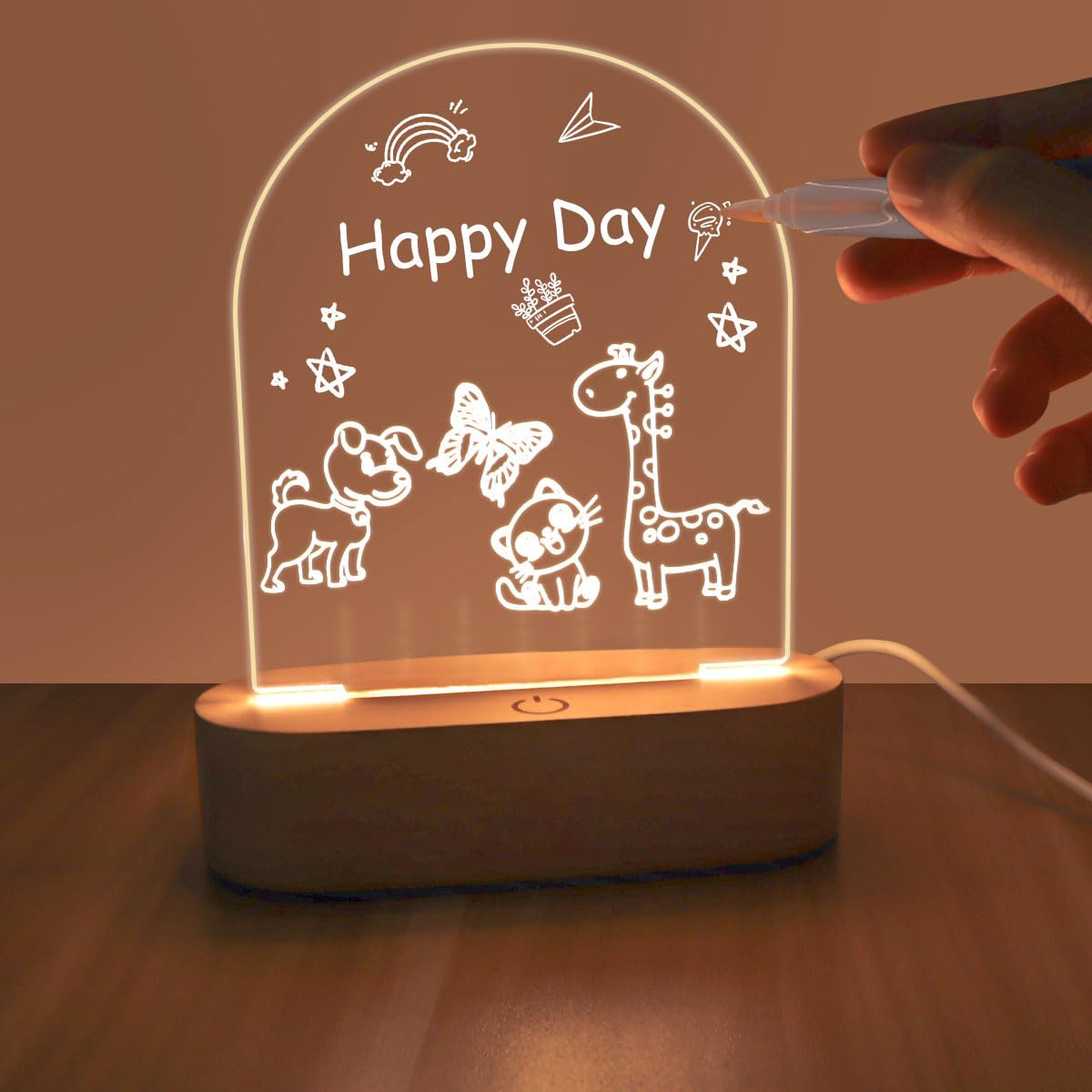 Personalized LUMINARA HAVEN LED Night Light for Baby - Custom Nursery Lamp, Kids Bedside Table Light with Animal Designs - Perfect Gift for Newborns, Baptism, Boys & Girls (Use in Nursery, Bedroom, or as Soothing Nightlight)
