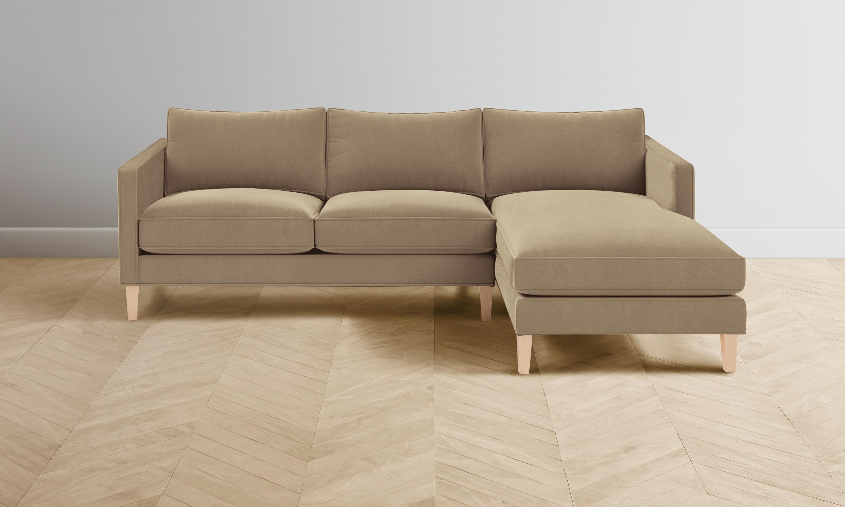 Premium Crosby Sectional Sofa - Luxurious Mohair Upholstery in Almond - Perfect for Living Room, Lounge & Family Gatherings
