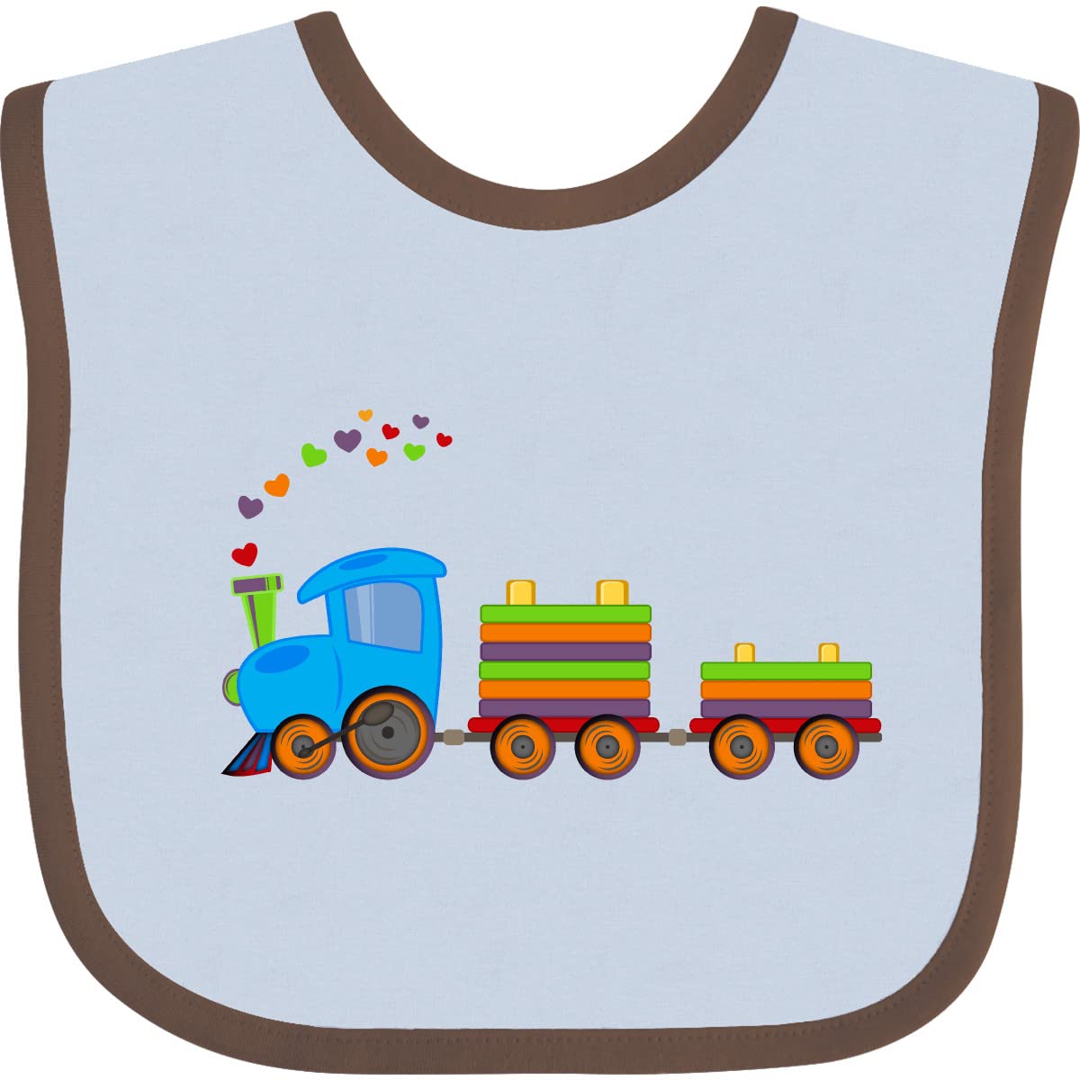 Inktastic Colorful Toy Train Baby Bib - Soft & Absorbent Drool Bibs for Infants & Toddlers - Perfect for Feeding, Teething, and Playtime