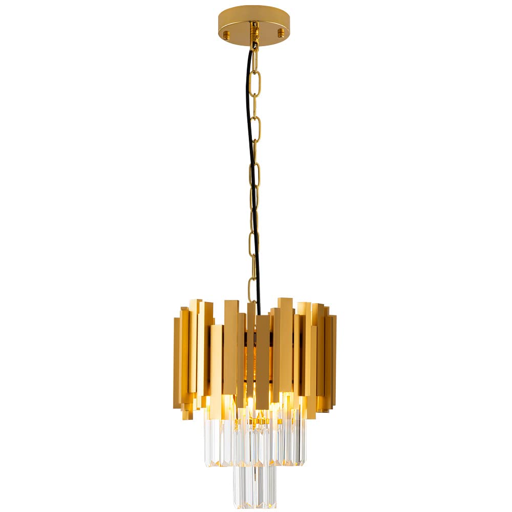 Biewalk Gold Pendant Lights - Modern Crystal Kitchen Island Lighting Fixture in Matte Copper, Vintage Industrial Style - Perfect for Bars, Dining Rooms & Bedroom Decor
