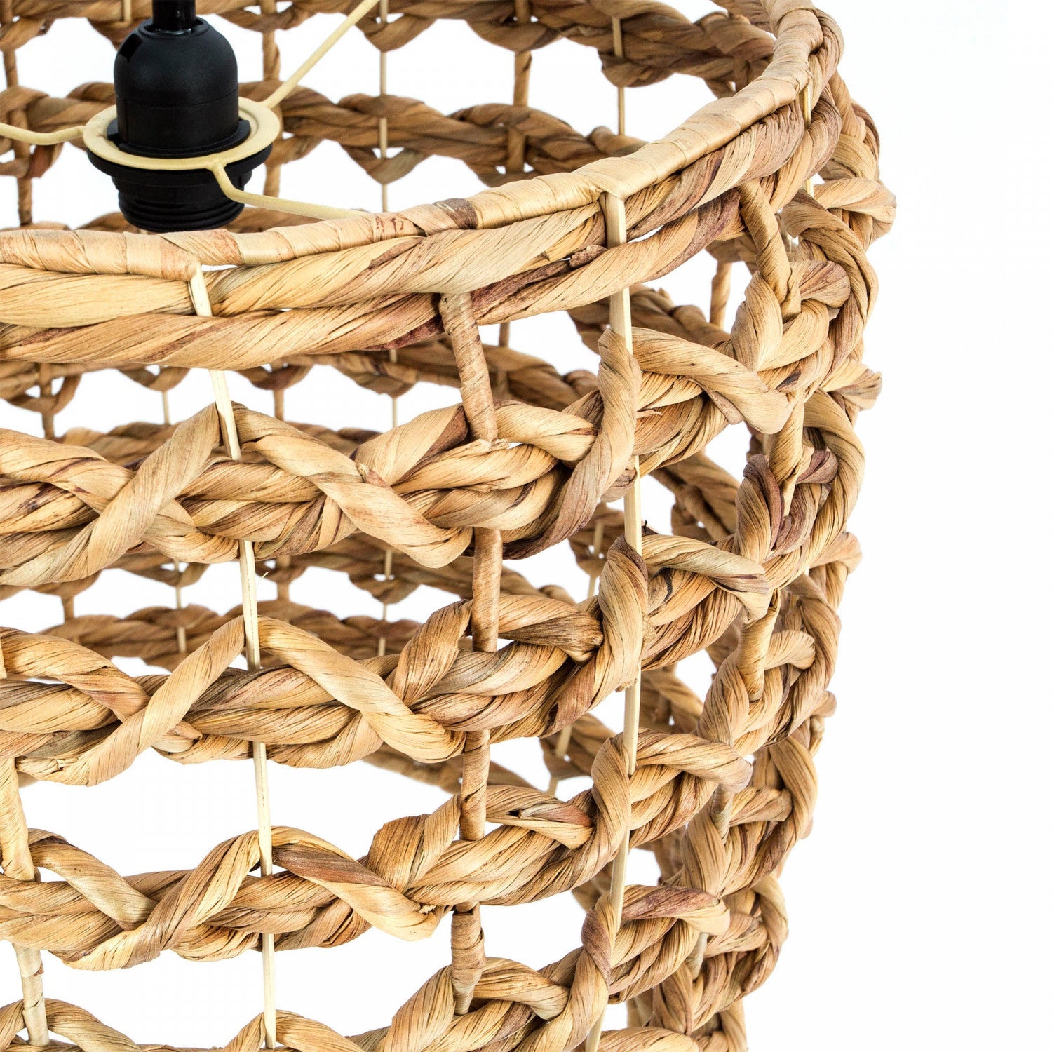 Aubriche Round Chandelier - Natural Rattan Pendant Light Fixture for Dining Room, Bedroom, or Living Room Ceiling Decor