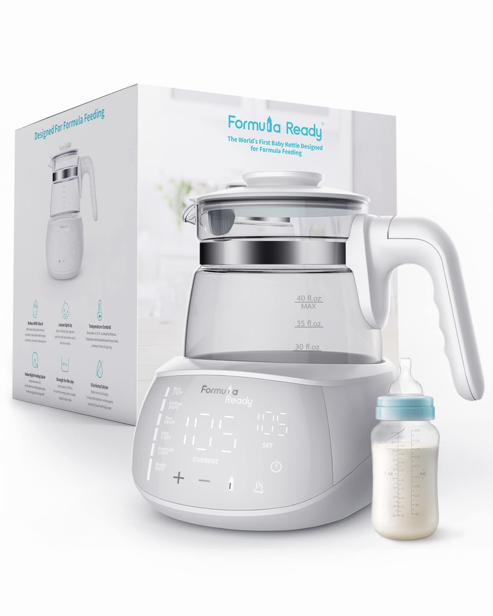 Baby Water Kettle with One-Touch Boiling & Temperature Control - Instant Warm Water Dispenser for Formula Preparation - Perfect 24/7 Bottle Warmer Replacement for Nurseries, Travel & Night Feedings
