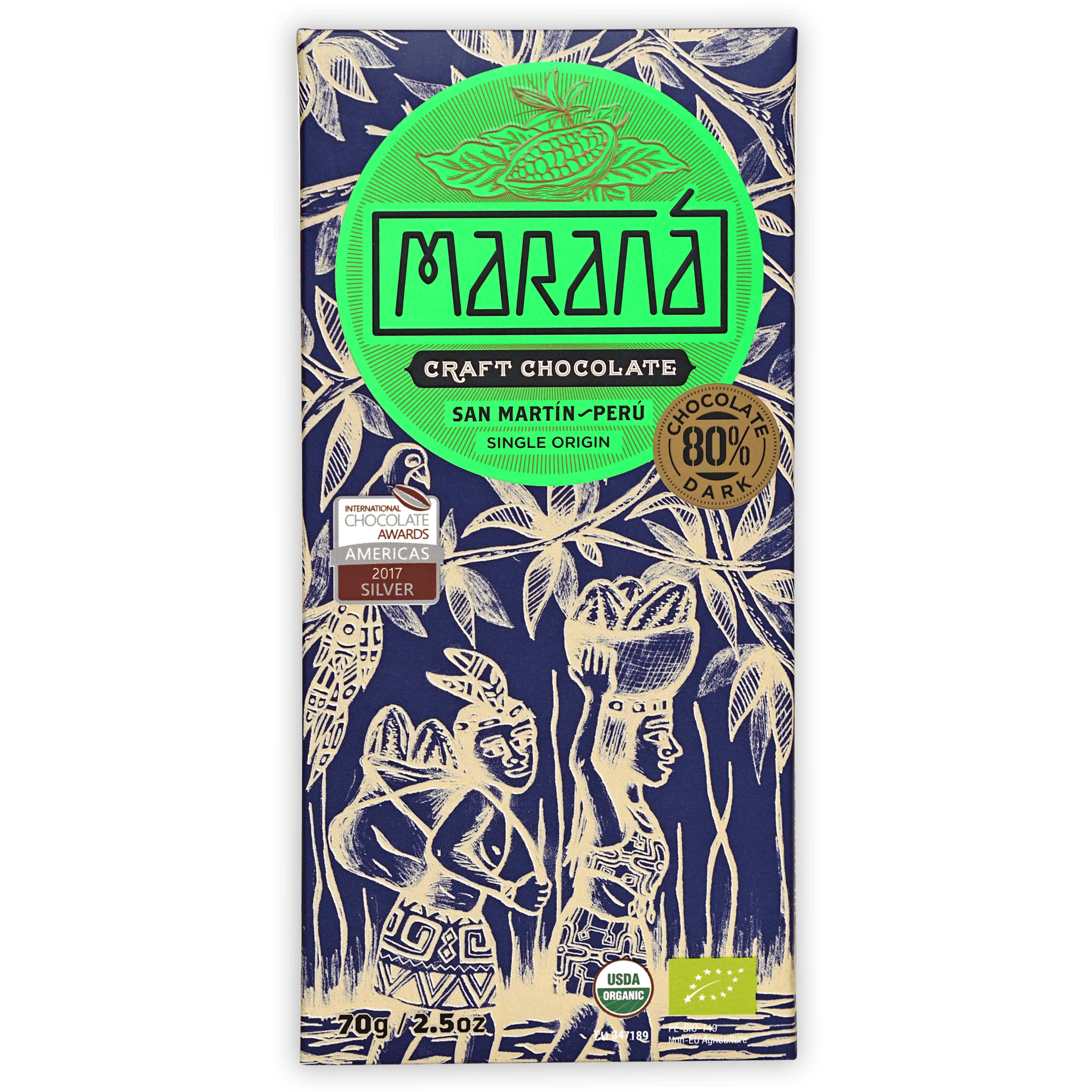 Marana San Martin 80% Dark Chocolate Bar - Premium Organic Cacao for Baking, Gifting & Healthy Snacking - Perfect for Desserts, Coffee Pairing & Vegan Treats