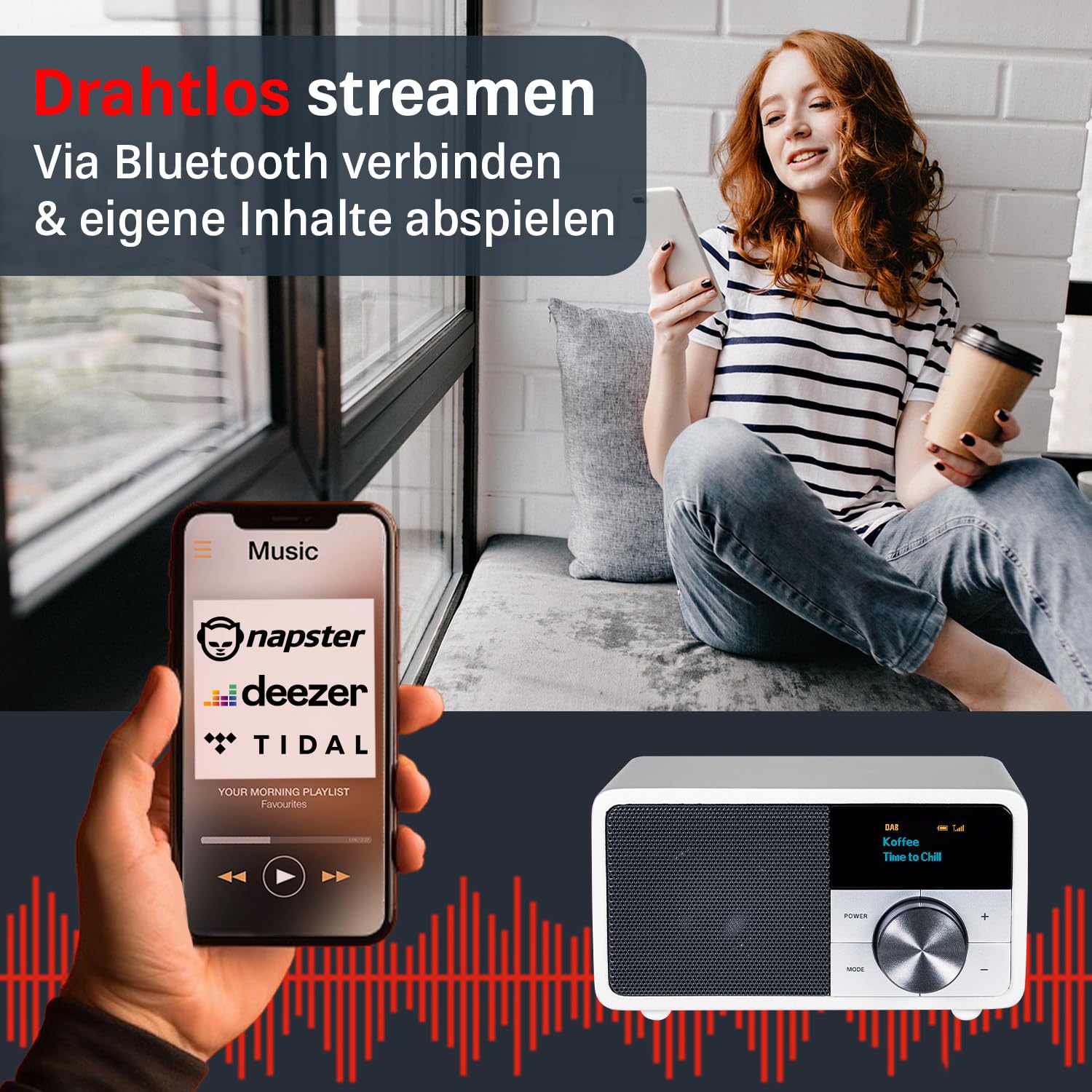 Kathrein Dab+1 Mini Silver - Portable Dab+/FM Radio with OLED Screen, Bluetooth Connectivity for Home & Travel | Perfect for Kitchen, Office, and Outdoor Use