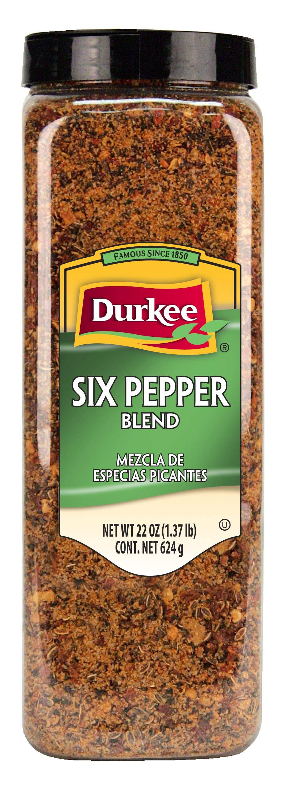 Durkee Six Pepper Blend - 22 oz. Spice Container (6-Pack Case) | Perfect for Grilling, Seasoning & Cooking