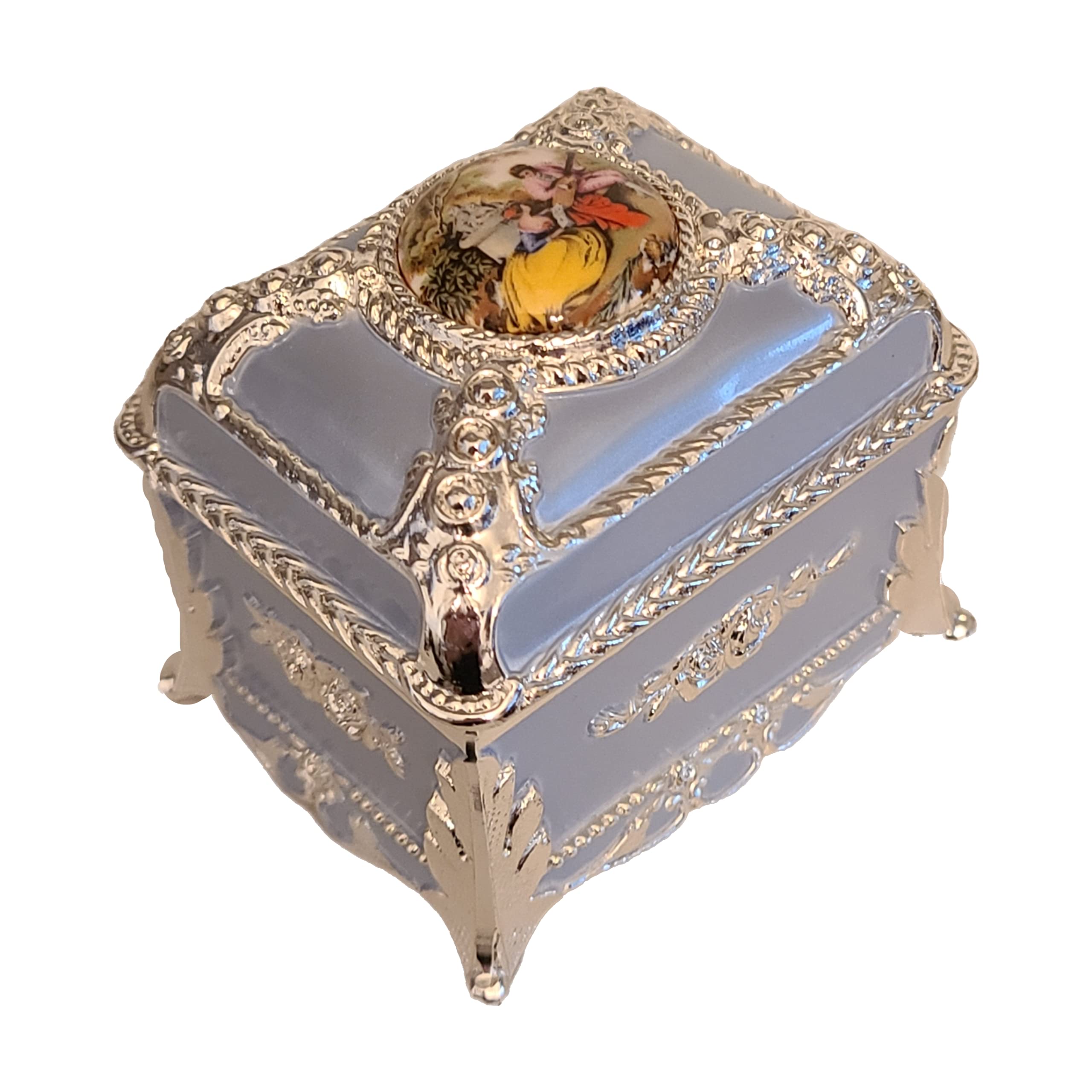Elegant Light Blue Decorative Rectangular Music Jewelry Box - Plays Waltz of the Flowers Melody | Perfect for Gift Giving, Home Decor & Jewelry Storage