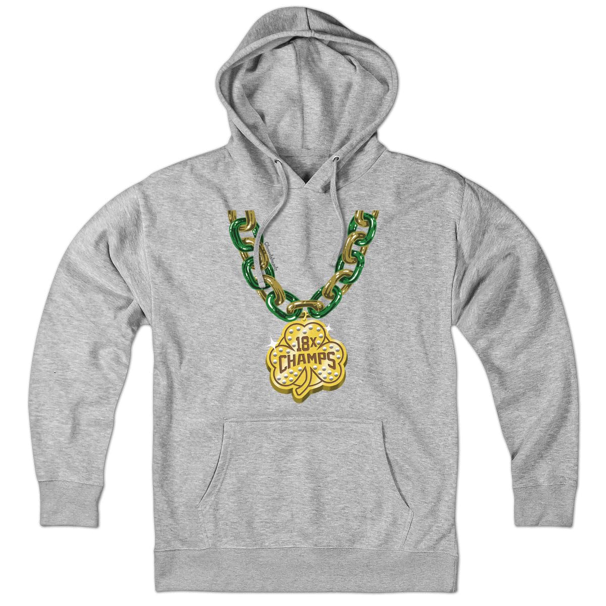 Chowdaheadz Boston Basketball Champions Shamrock Chain Hoodie – Unisex Pullover Sweatshirt | Soft Cotton Blend | Perfect for Game Day, Sports Events & Casual Wear