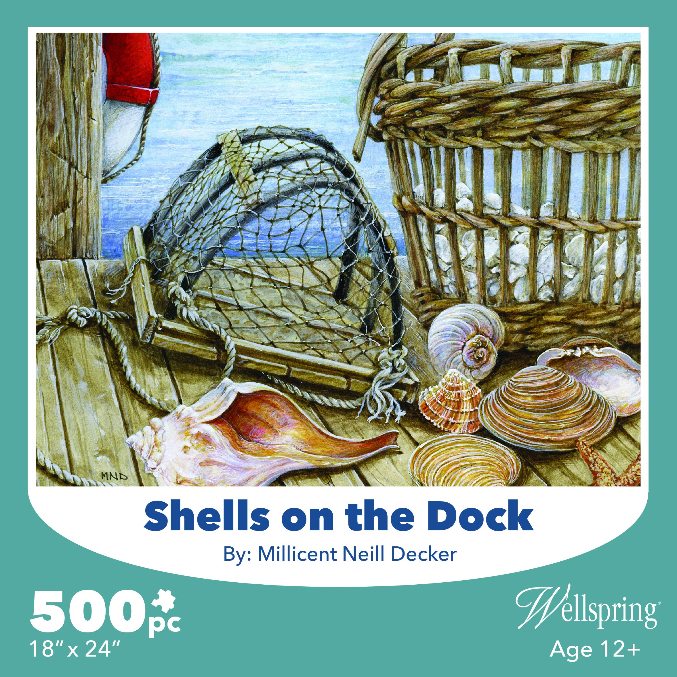 Premium Wooden Jigsaw Puzzle - Shells on The Dock Beach Theme | 500-Piece Ocean Life Puzzle for Adults & Teens | Perfect for Family Game Night, Stress Relief & Home Decor
