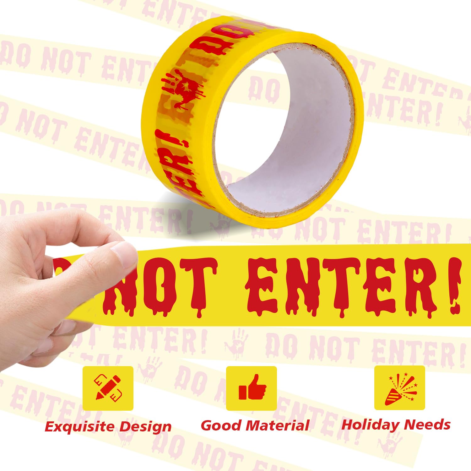 DIYASY Halloween Caution Tape Decorations - 1.9inch x 82ft Yellow Scary Danger Warning Tape for Haunted House, Party & Outdoor Decor - Perfect for Halloween Parties, Haunted Houses, Crime Scene Themes & Spooky Events