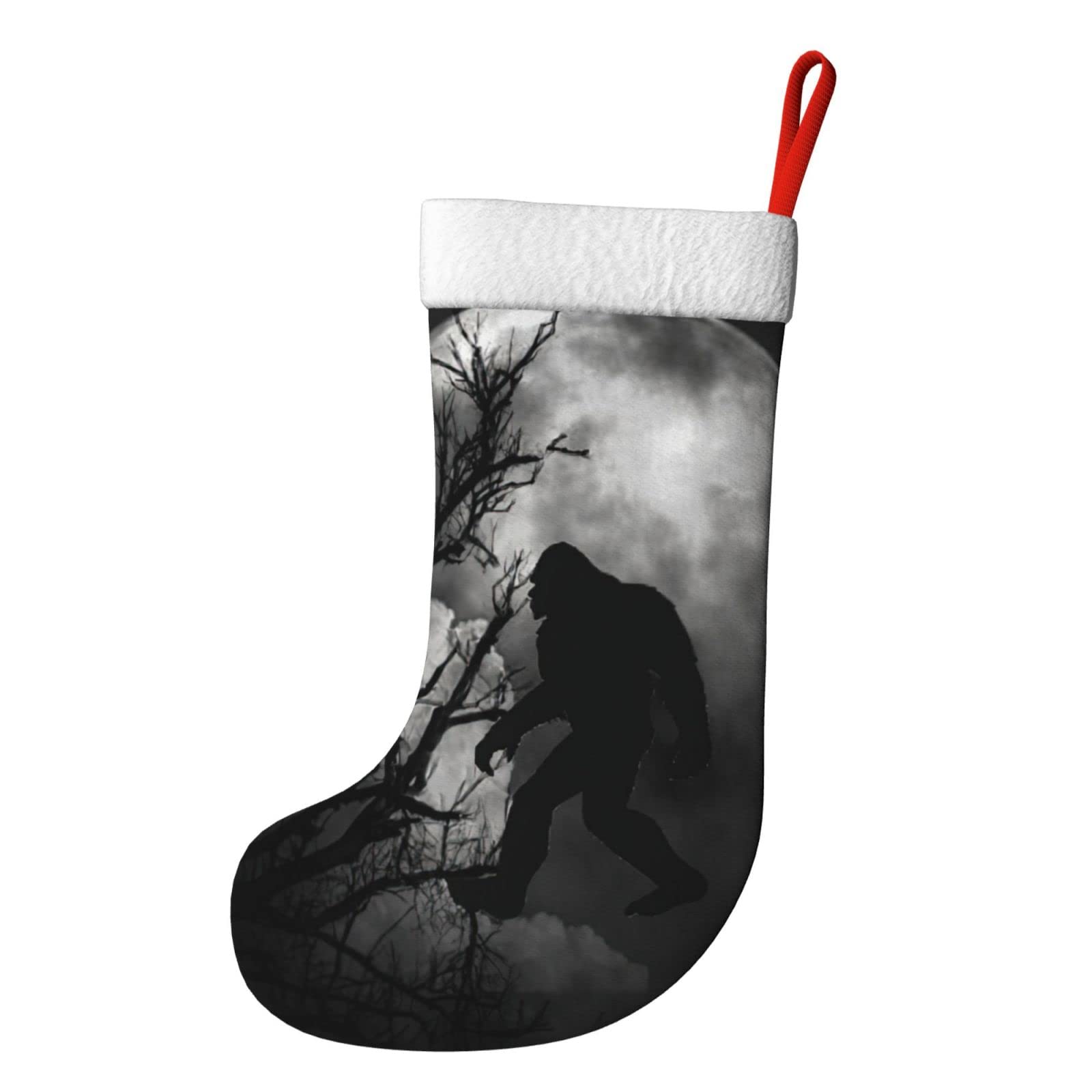 Funny Bigfoot Full Moon Personalized Christmas Stockings - Custom Holiday Decor for Fireplace, Xmas Tree & Party | Festive Stocking Hangers & Ornaments for Cozy Home Decor