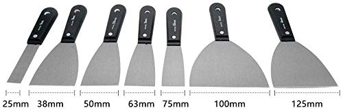 7PCS Carbon Steel Scraper Set with Storage Bag - 25-125mm Multi-Standard Filler Knife & Drywall Putty Knife for Paint Removal, Wall Repair, DIY Projects - Perfect for Home Renovation and Construction Work