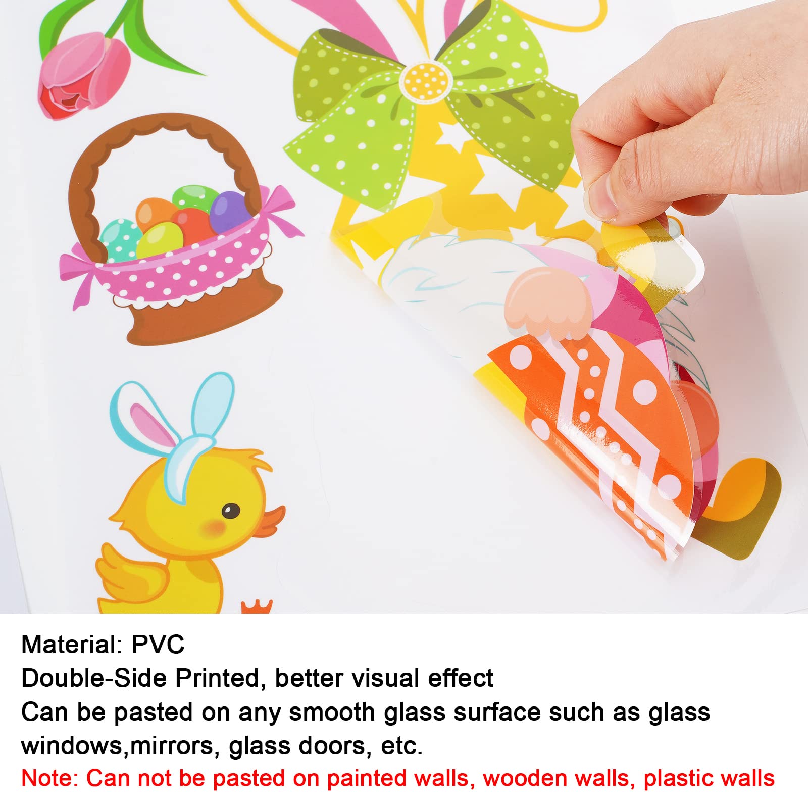 Whaline 18 Sheets Spring Window Clings - St. Patrick's Day & Easter Stickers with Cute Gnome, Sunflower, Bee, Shamrock, Bunny Eggs Decor for Home, School, Office - Party Supplies & Seasonal Window Decals (Perfect for Holiday Decorations, Classroom Activities & Festive Home Decor)