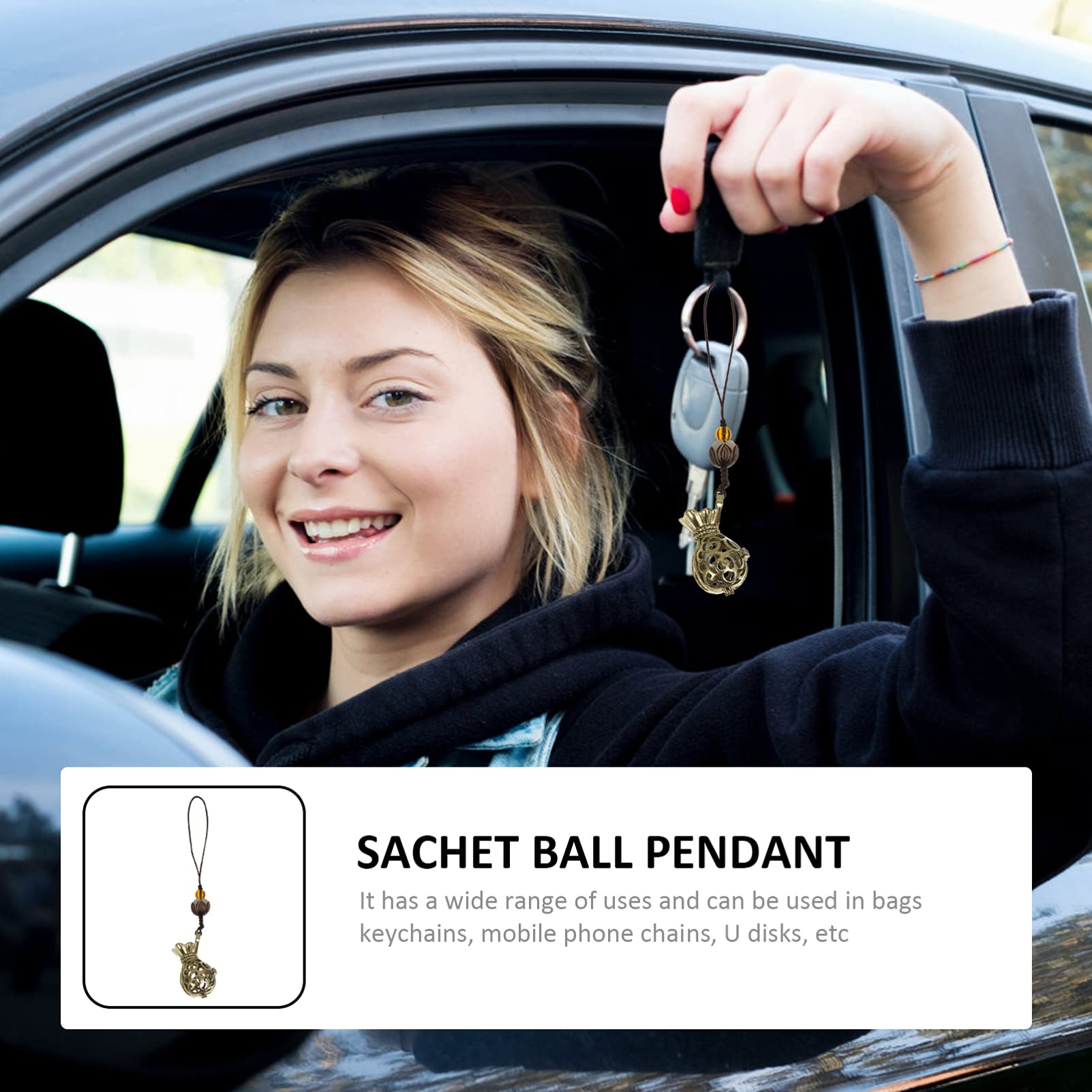 EXCEART Feng Shui Pendant Keychain - Essential Oil Diffuser, Car & Phone Charm, Bronze Ornament for Students - Perfect for Home Decor, Gifts, and Personal Accessories