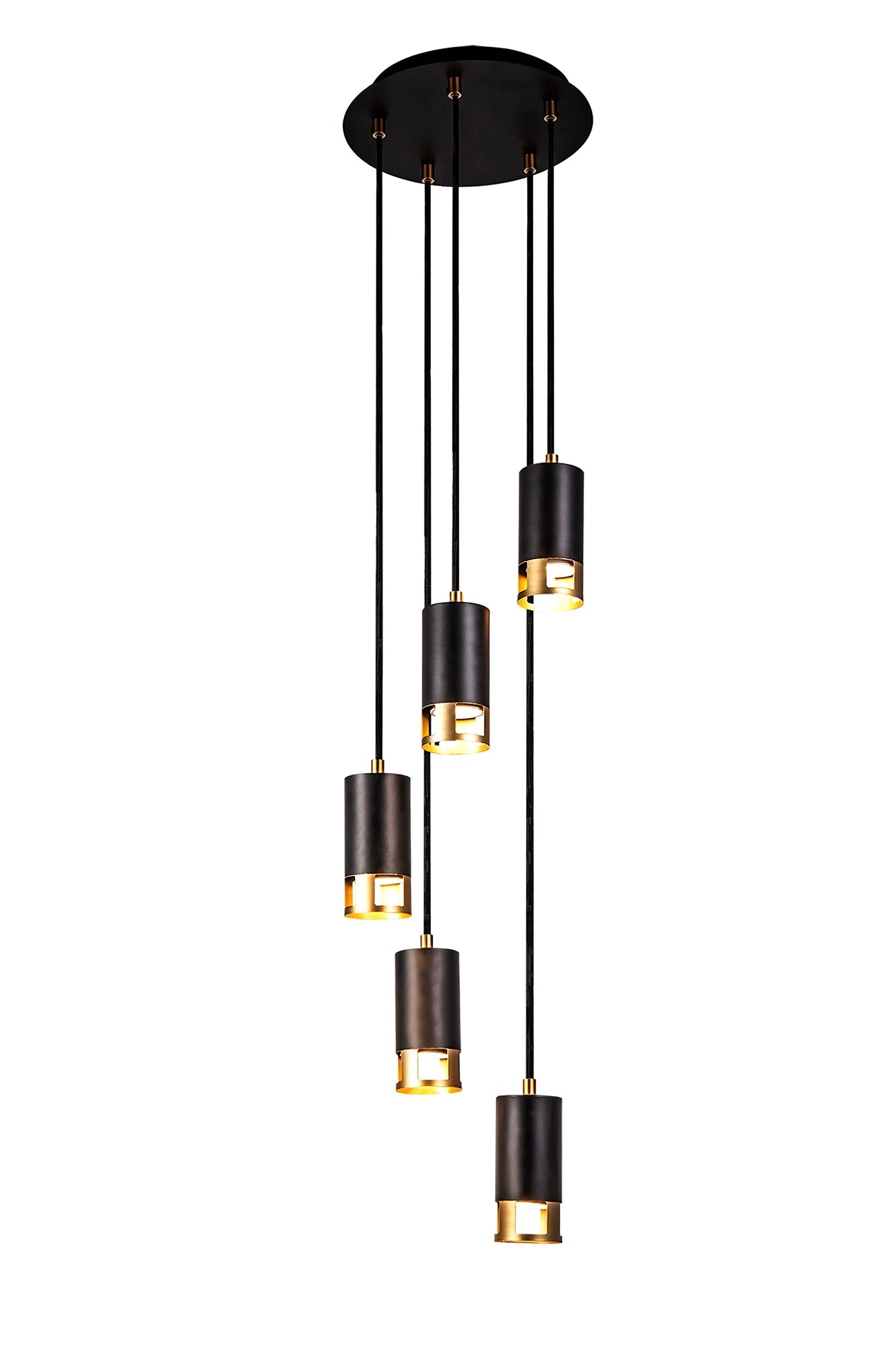 Almera 3L/5L Round Cluster Ceiling Light Fixture with GU10 Socket in Black & Gold Finish - Perfect for Living Room, Bedroom, and Dining Room Lighting