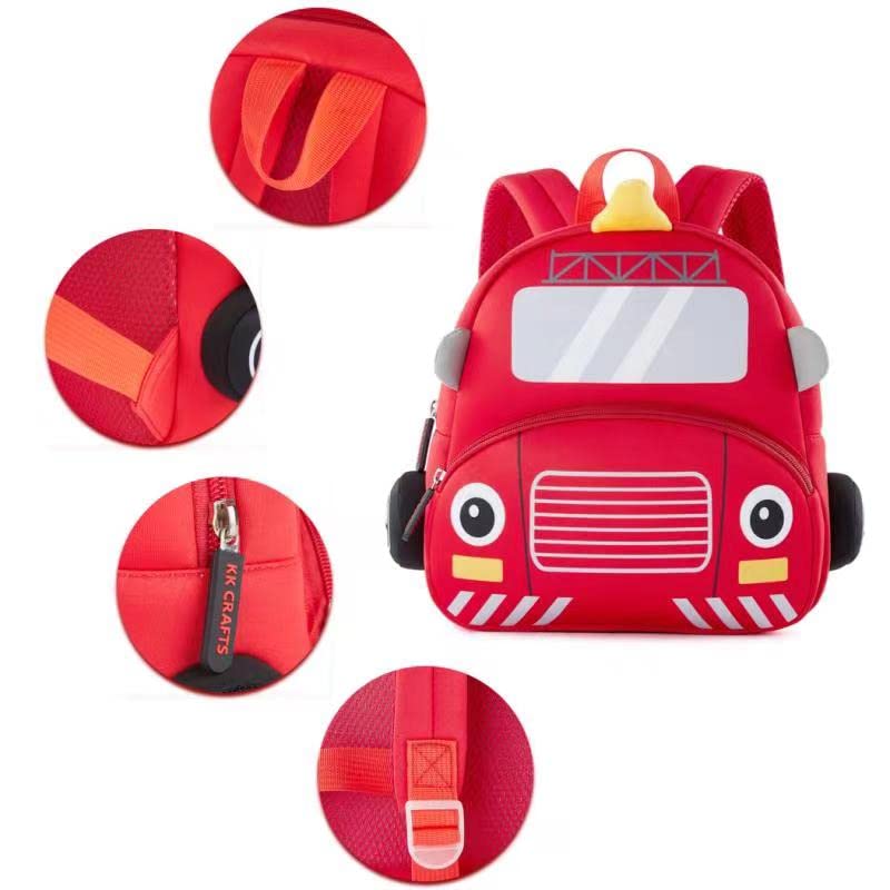 Toddler Neoprene Backpack for Kids - Fire Engine Design for Preschool & School Use