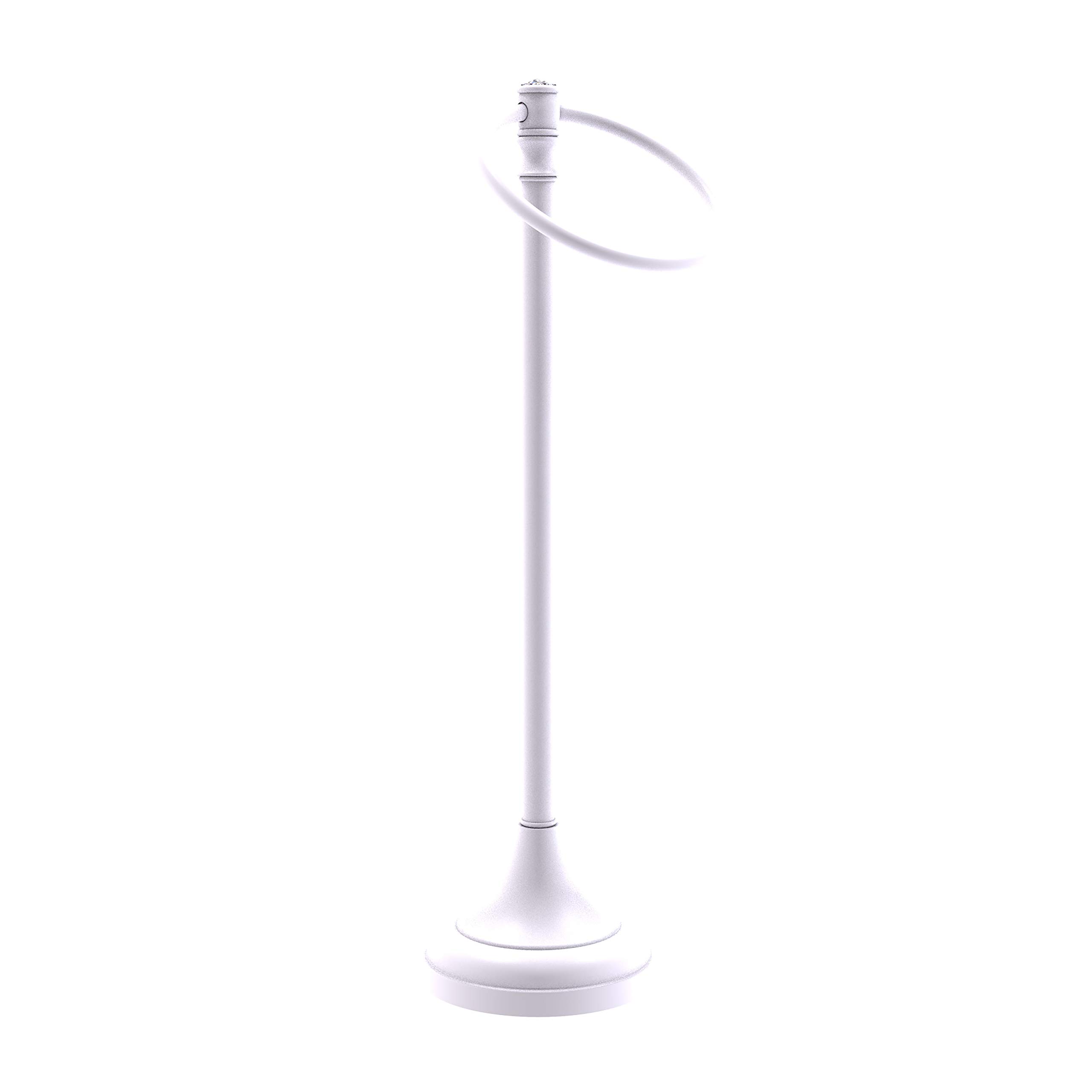 Allied Brass CC-54 Carolina Crystal Collection Ring Stand Guest Towel Holder in Matte White - Elegant Bathroom & Powder Room Accessory for Home Decor