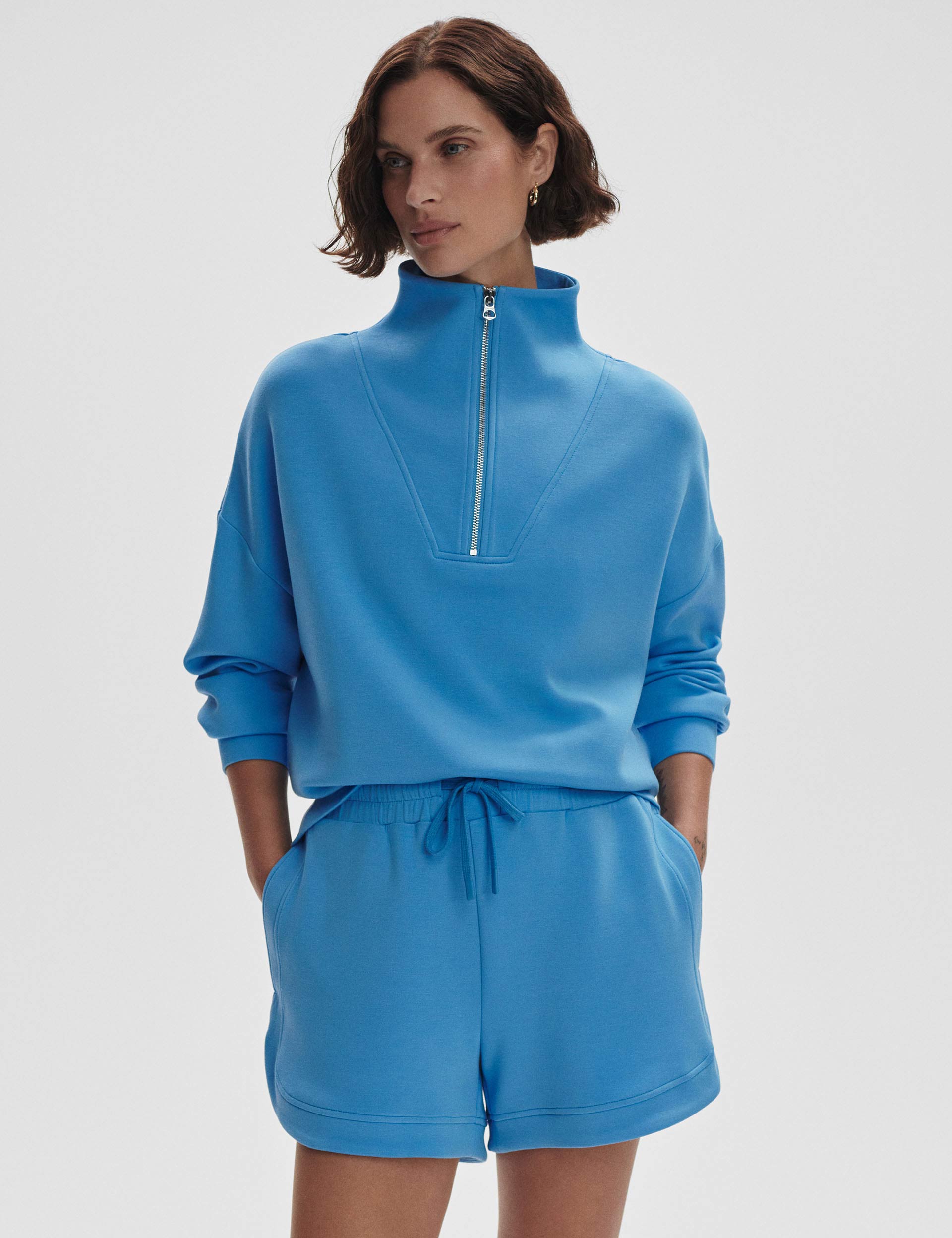 Hawley Half Zip Sweatshirt for Men - Soft Cotton Pullover Hoodie in Azure Blue | Casual Wear, Outdoor Activities & Gym Workouts