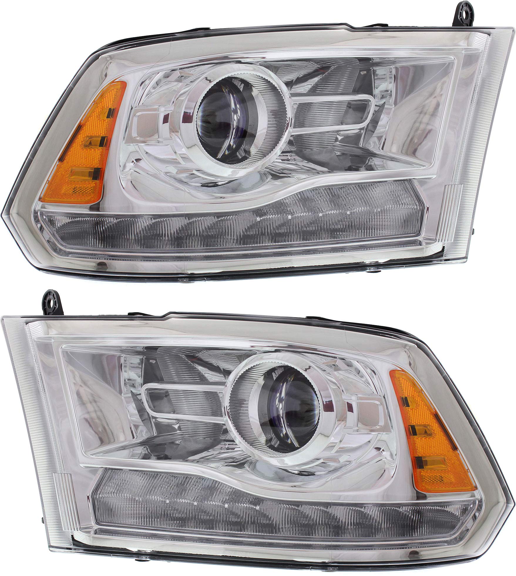 Evan Fischer Replacement Headlight Assembly for Ram 1500 2013-2015 & 2500 | Driver & Passenger Side | Halogen Projector Headlights with Bulbs | OEM# 68093216AB 68093217AB | Perfect for Night Driving & Off-Road Adventures