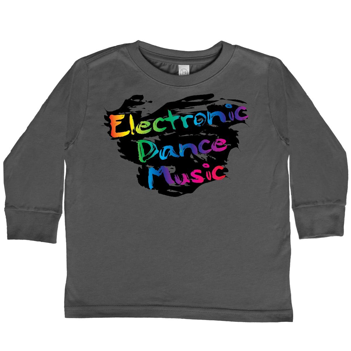 Inktastic Electronic Dance Music Rainbow Toddler Long Sleeve T-Shirt - Cute Graphic Tee for Boys & Girls, Soft Cotton Kids Shirt for Concerts, Festivals & Everyday Wear