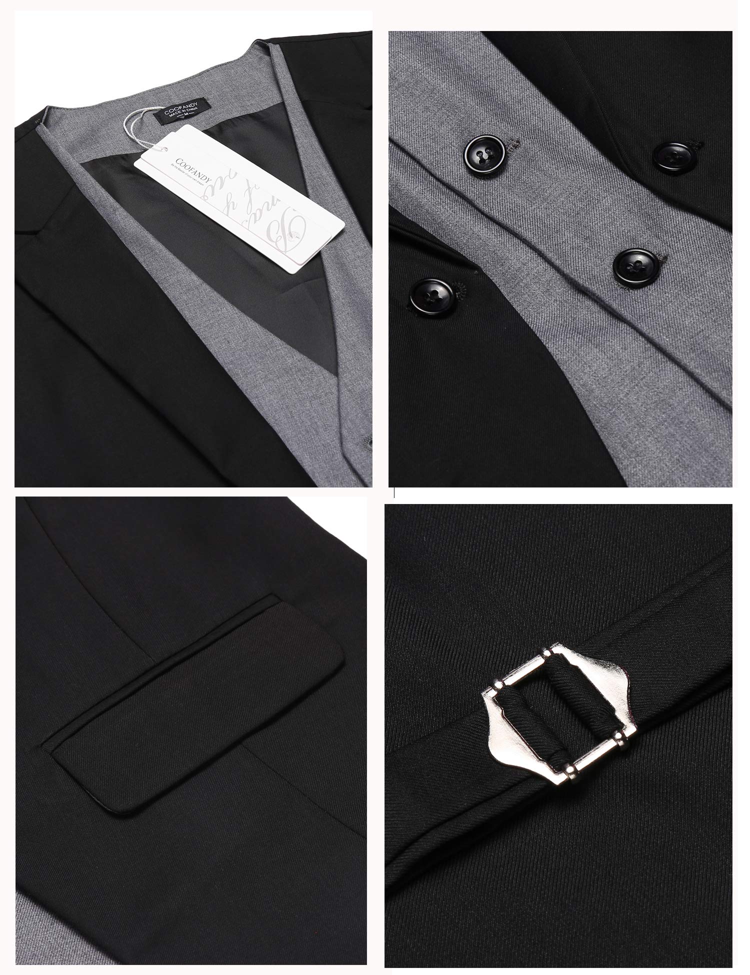 COOFANDY Men's Slim Fit Layered Suit Vest - Formal Business Waistcoat for Wedding & Office Wear | Premium Dress Vest for Groomsmen, Business Meetings & Special Occasions